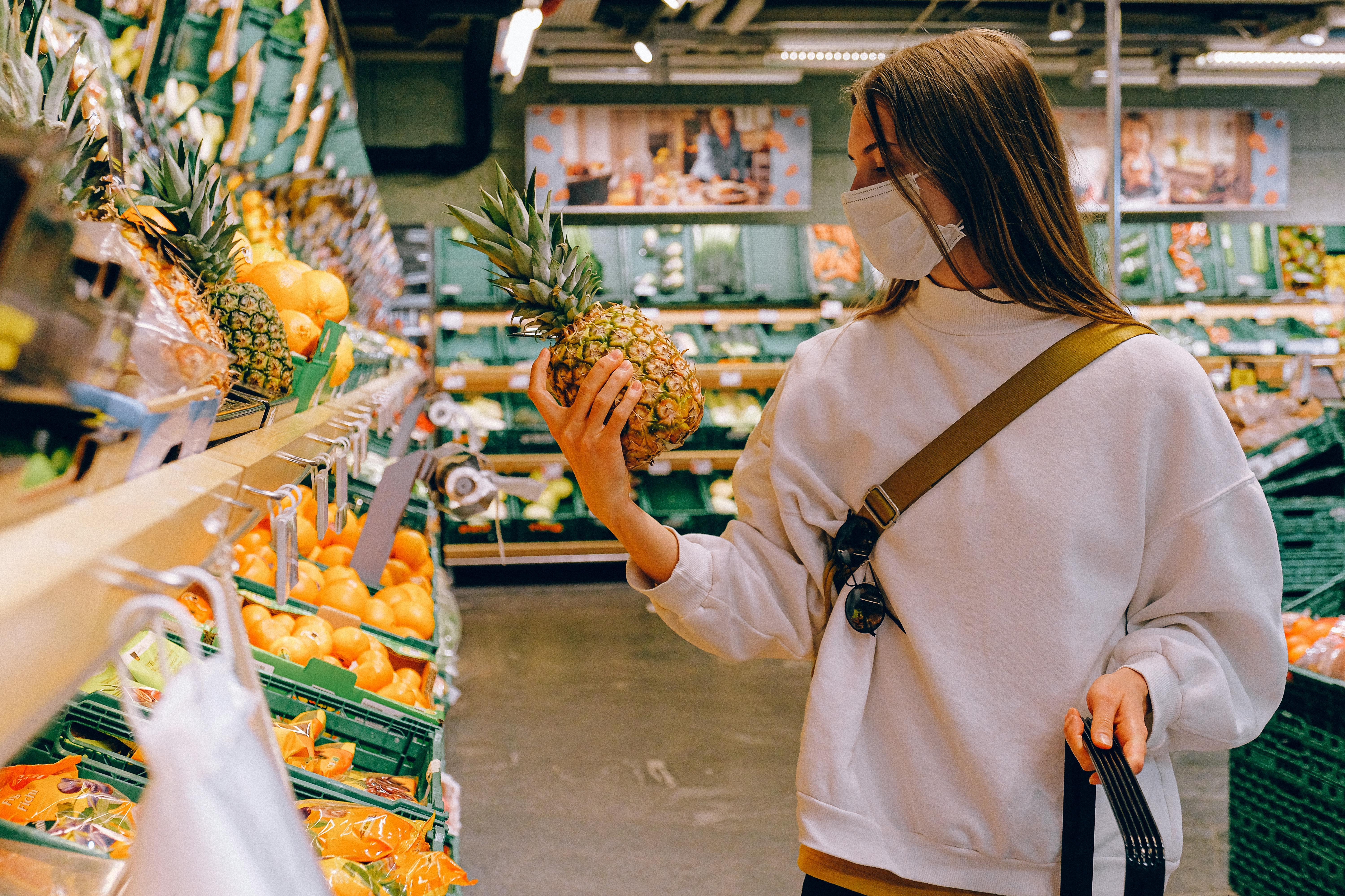 Woman Wearing Mask in Supermarket