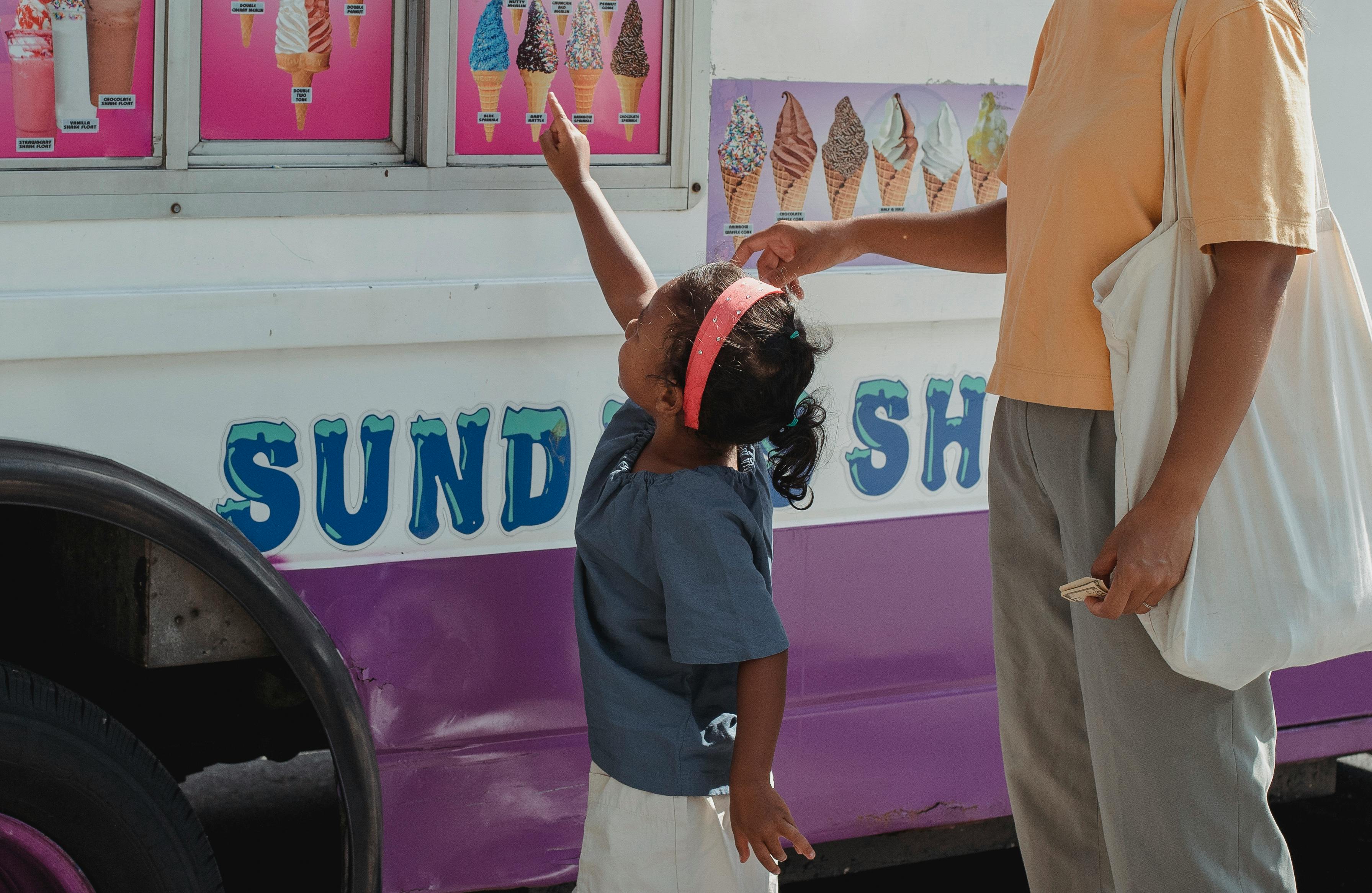 Asian girl asking for ice cream