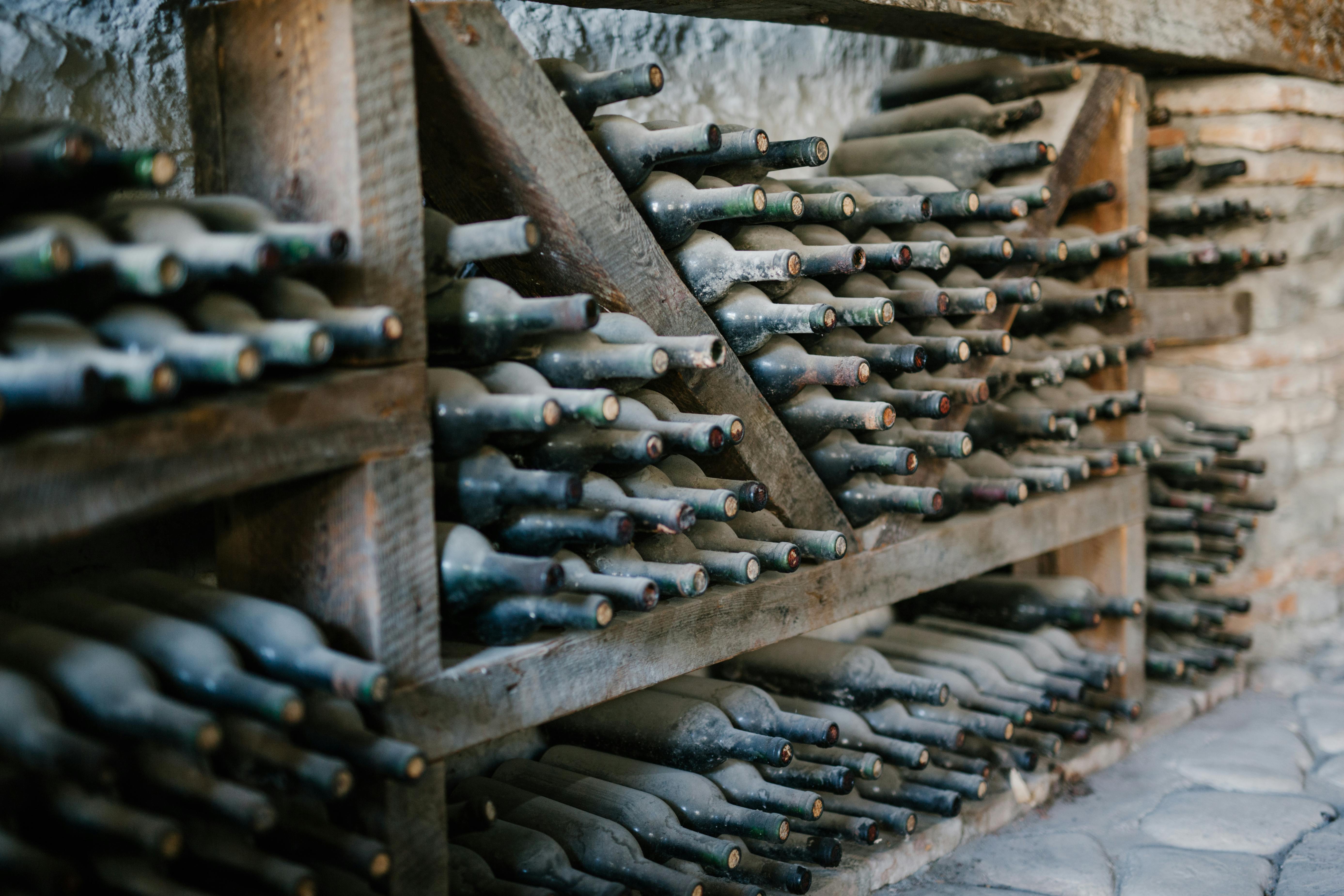 Wine bottle storage at a vineyard