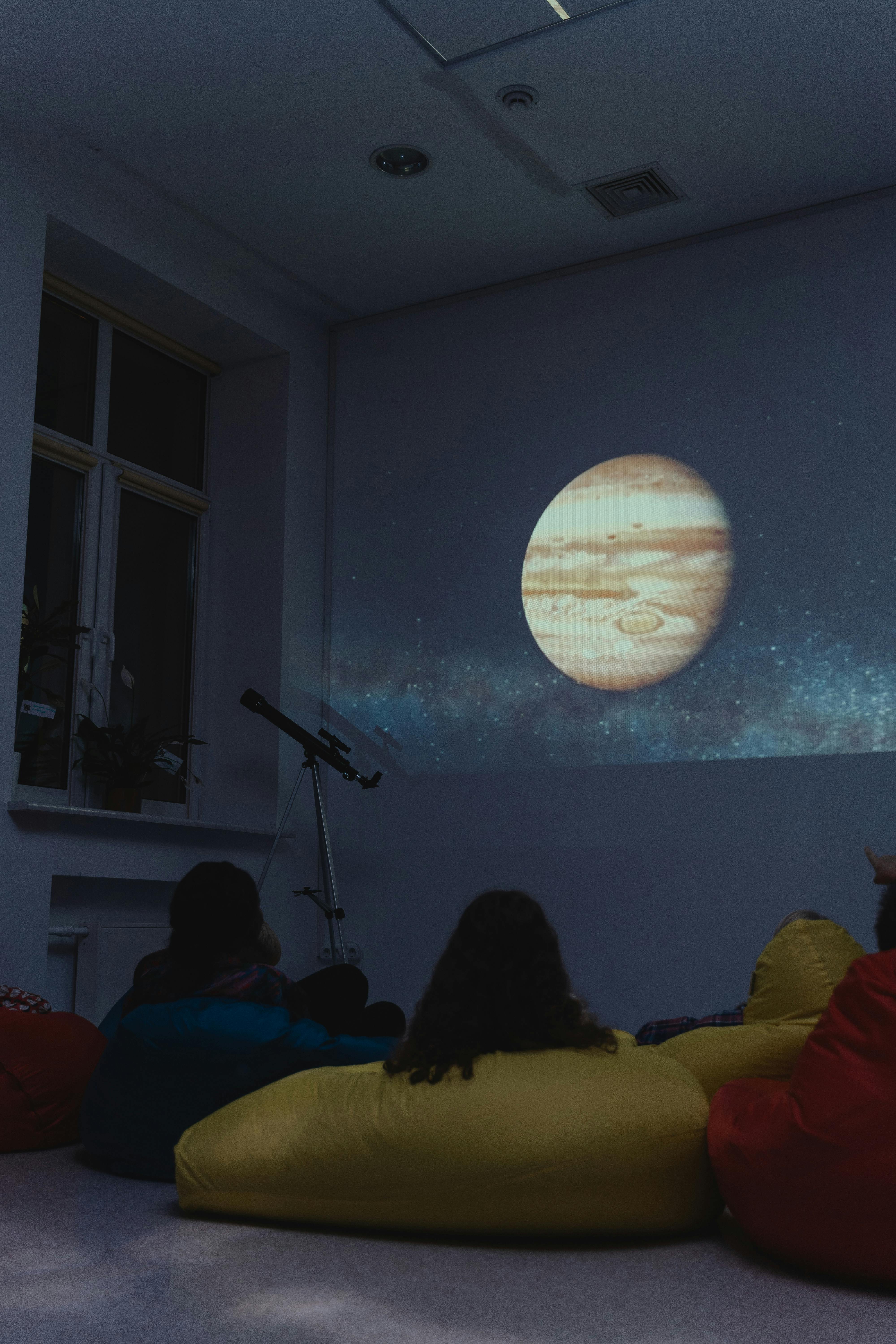 Children watching Astronomy Projection