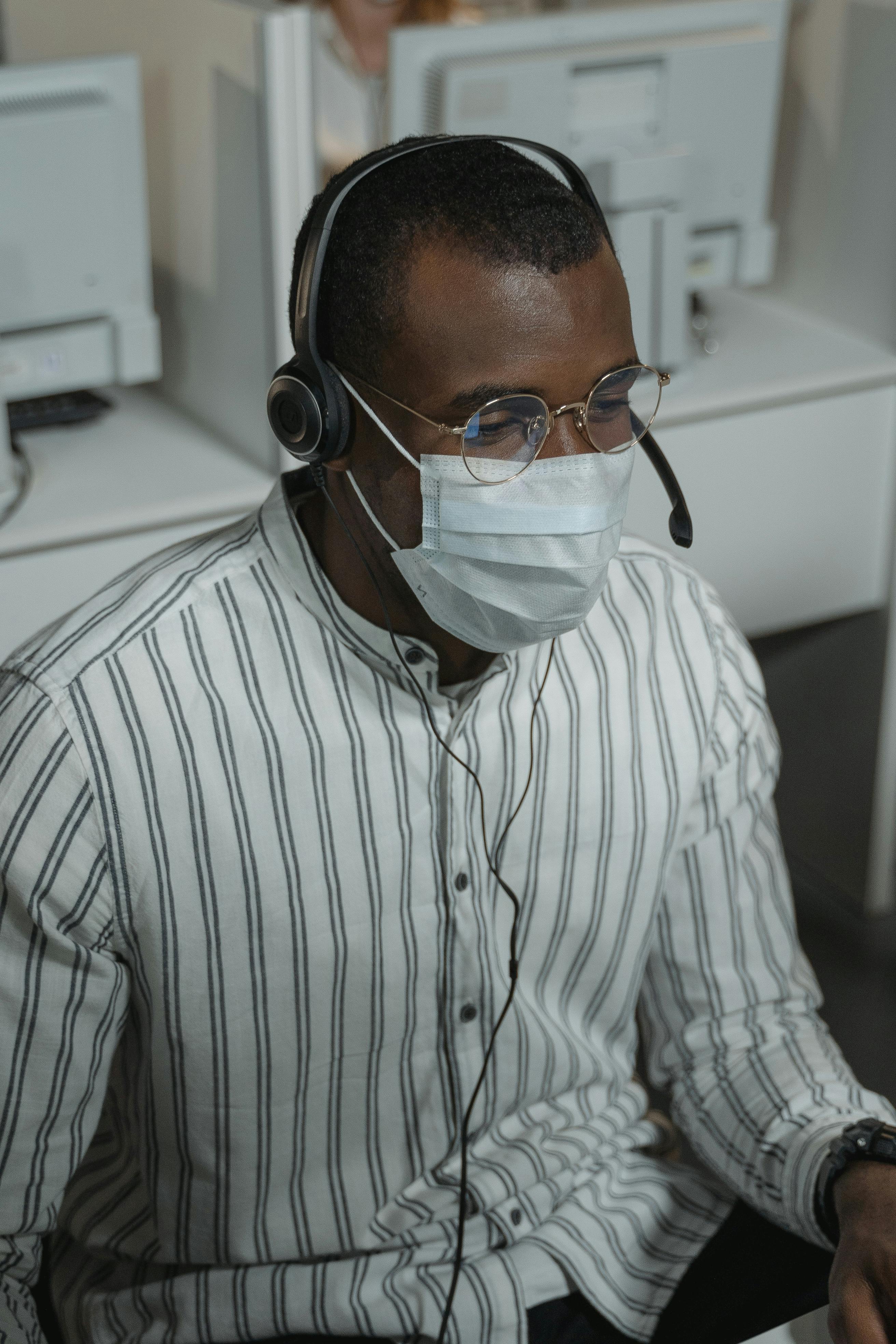 Male Employee wearing a Face Mask 