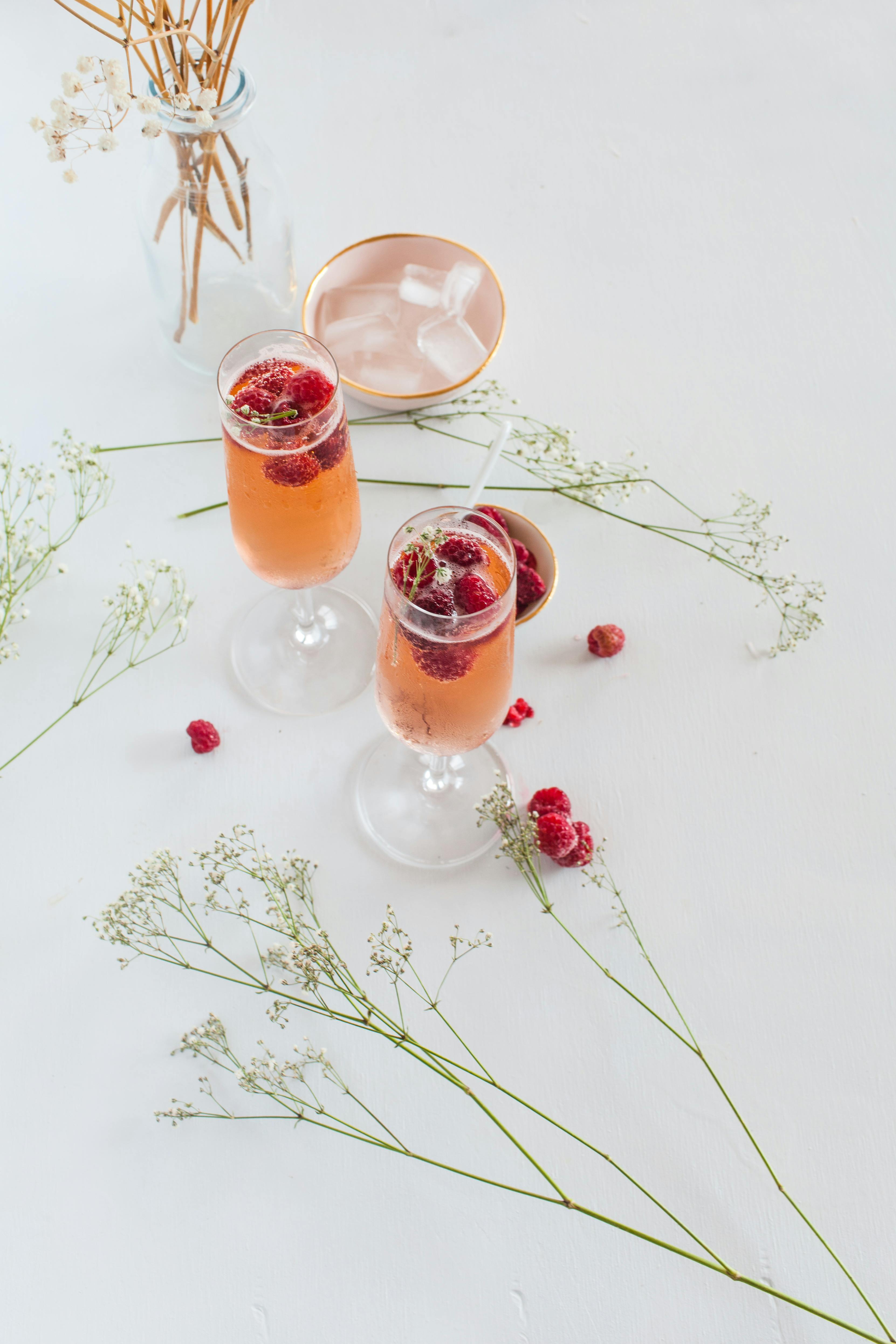Cold Drink with Raspberries