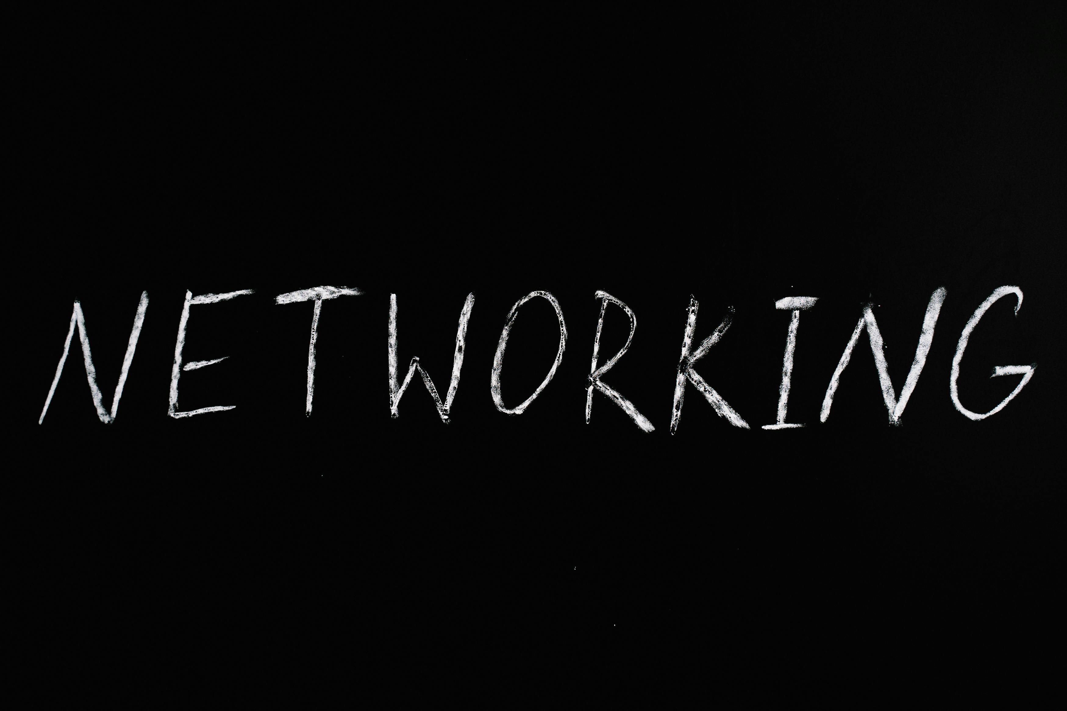 Networking Text on Black Surface