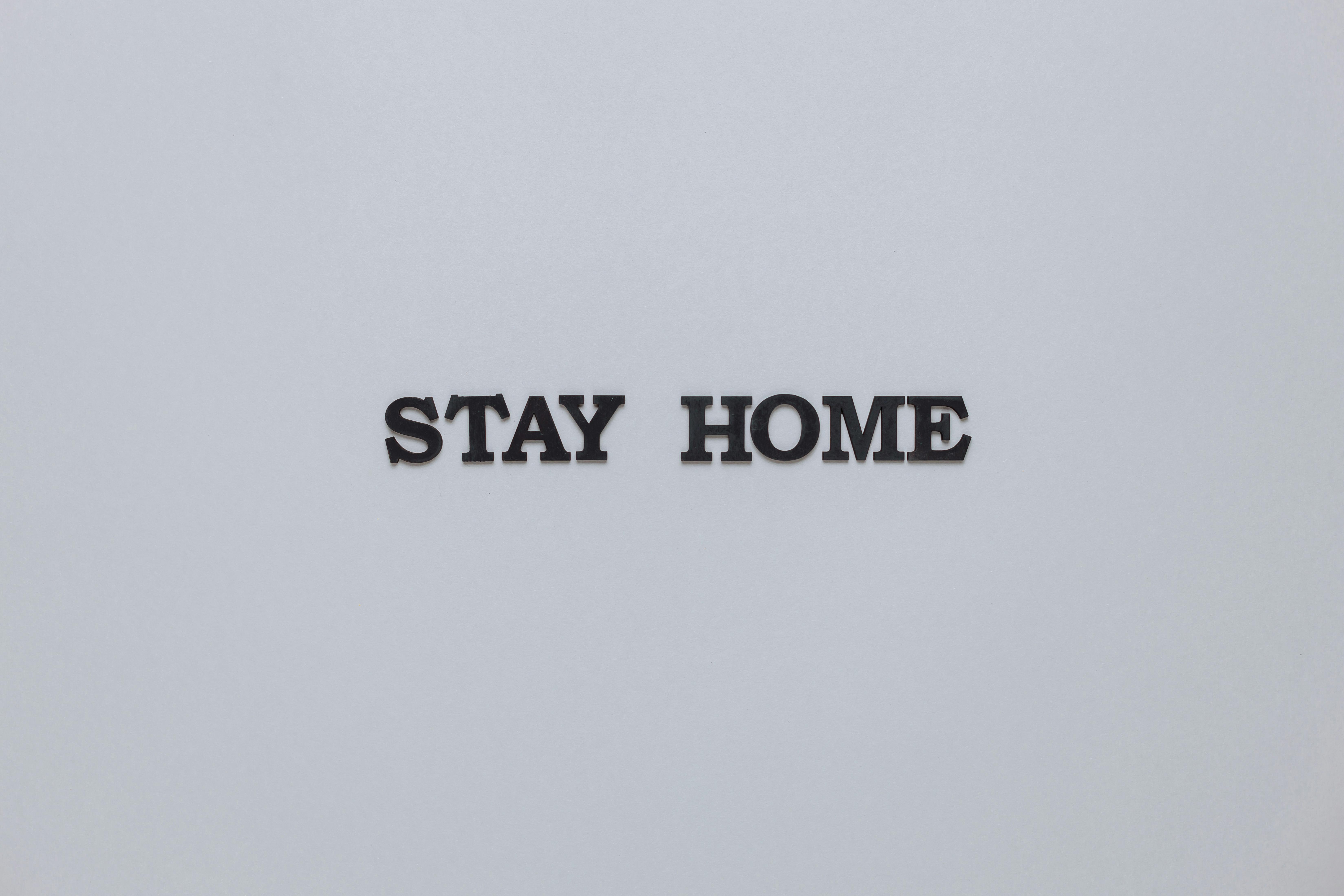 Stay Home Slogan On Gray Background