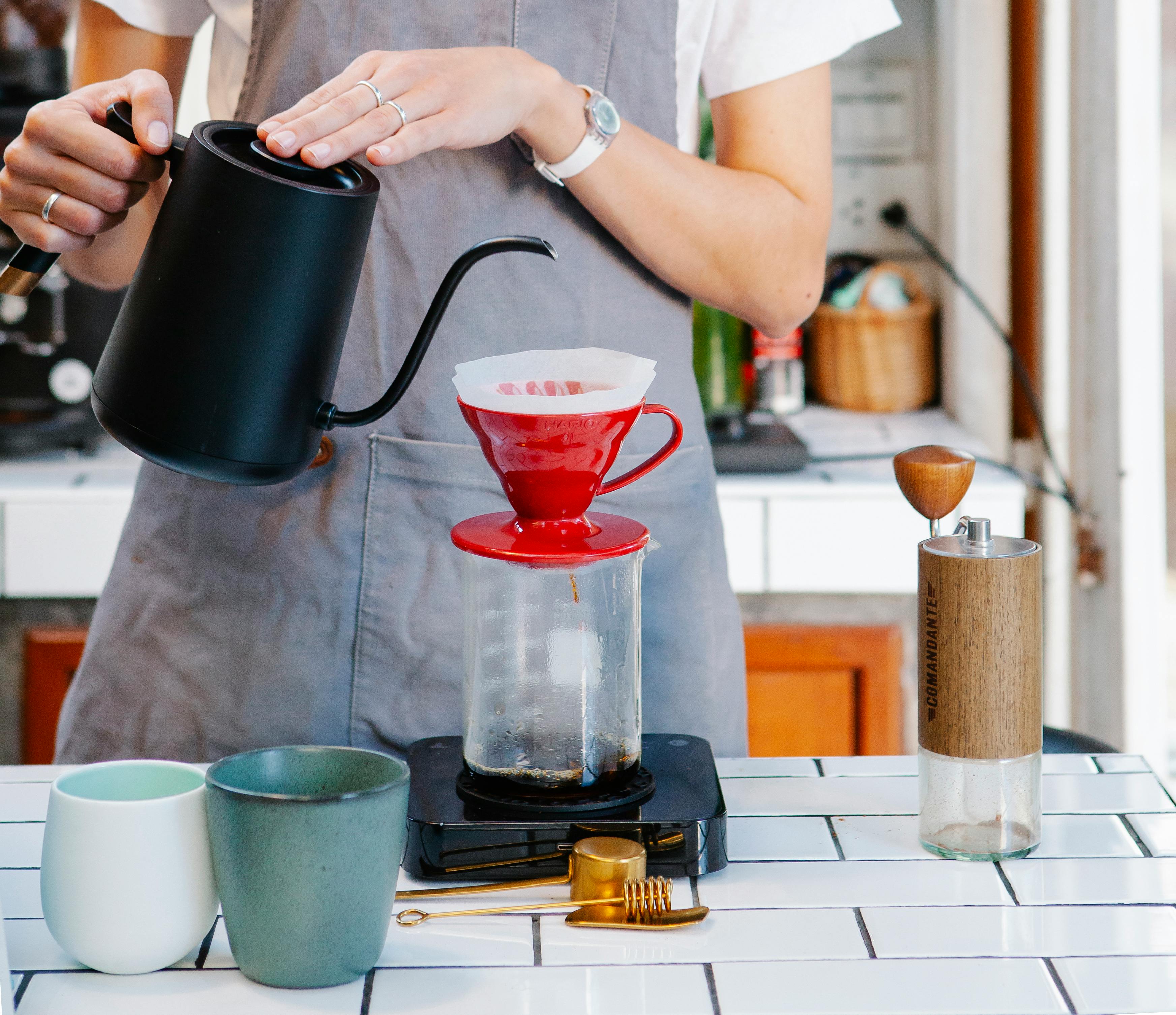 Barista making coffee