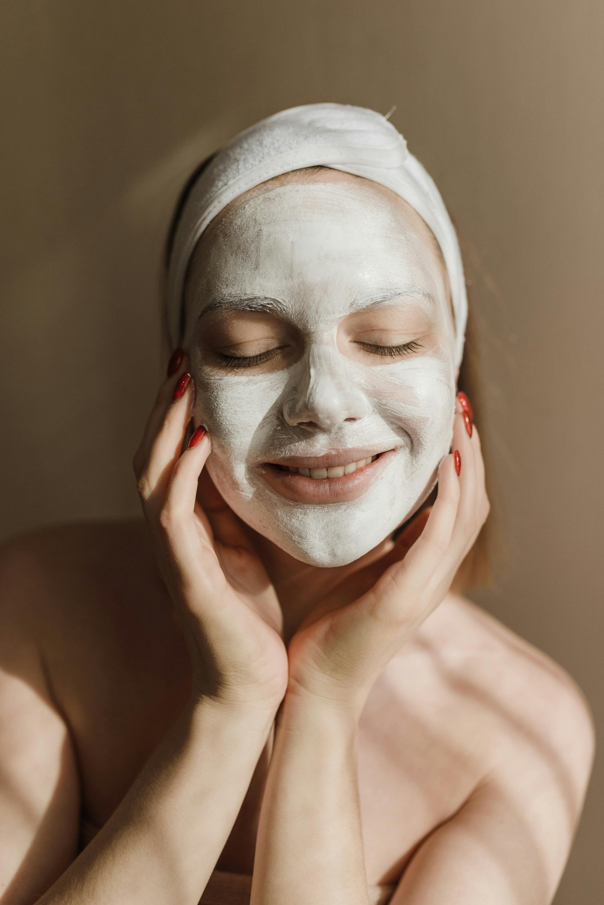 A Woman with a White Facial Mask