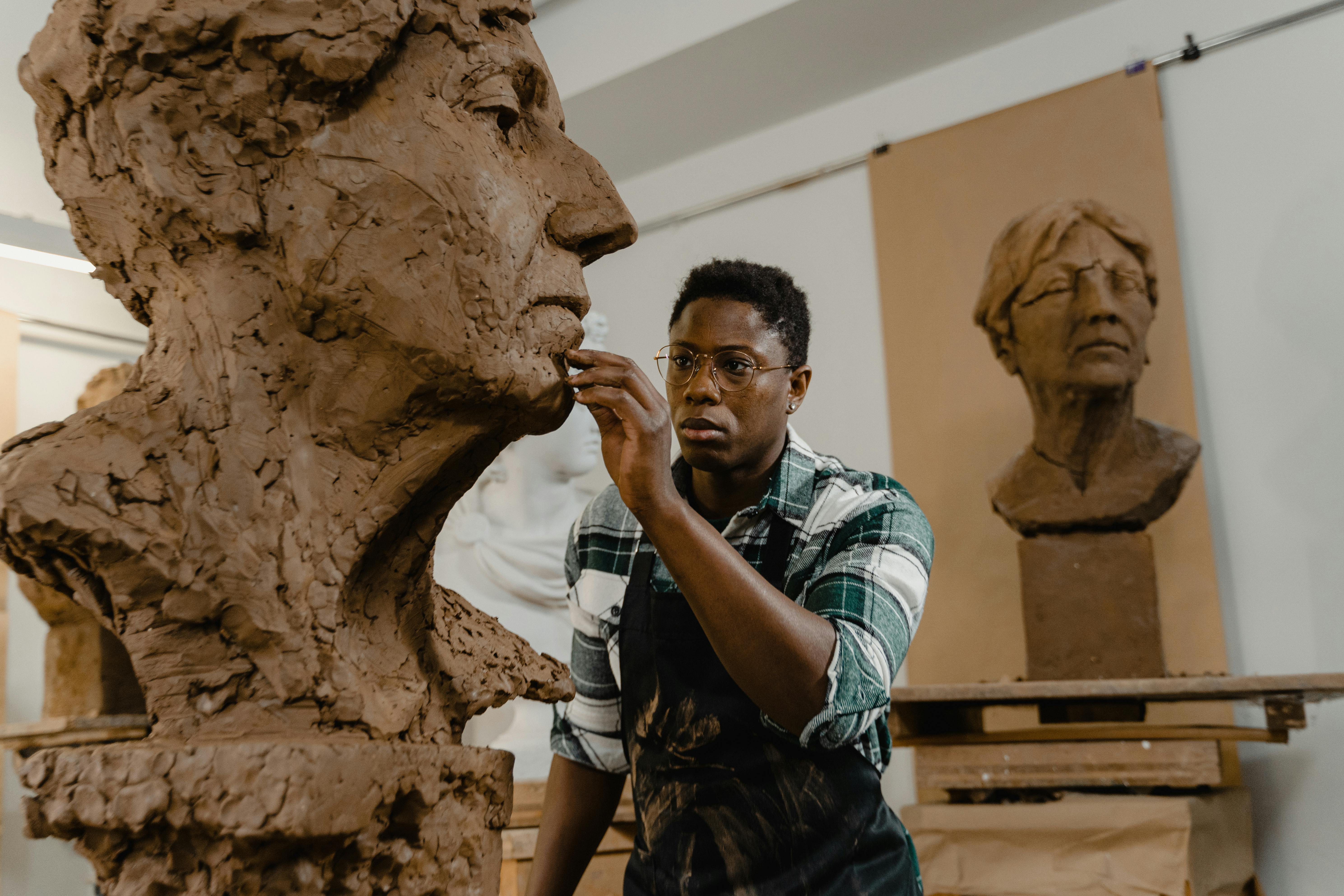 A Sculptor Working at an Art Studio