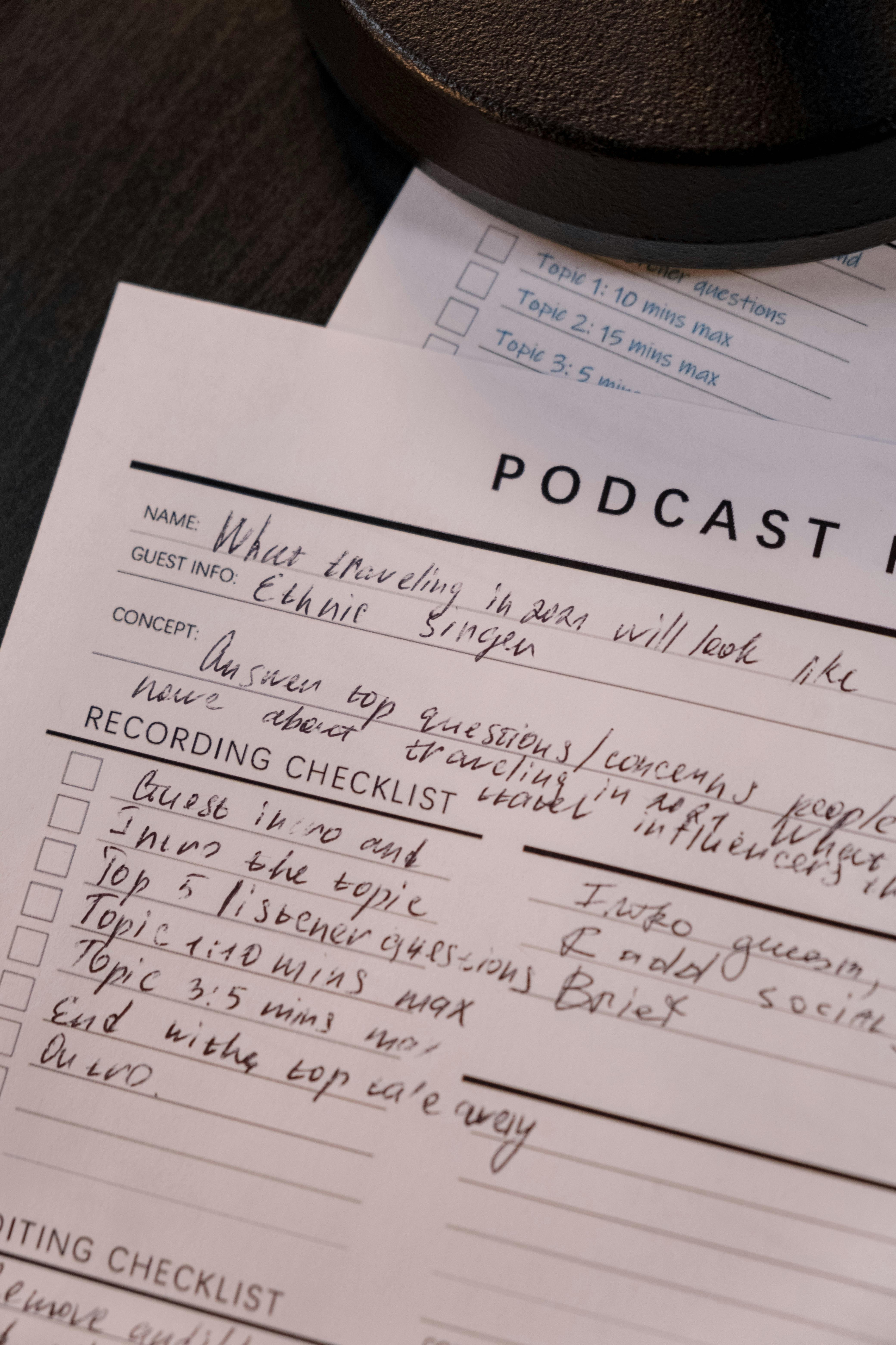 Writing on Paper with Podcast Planner