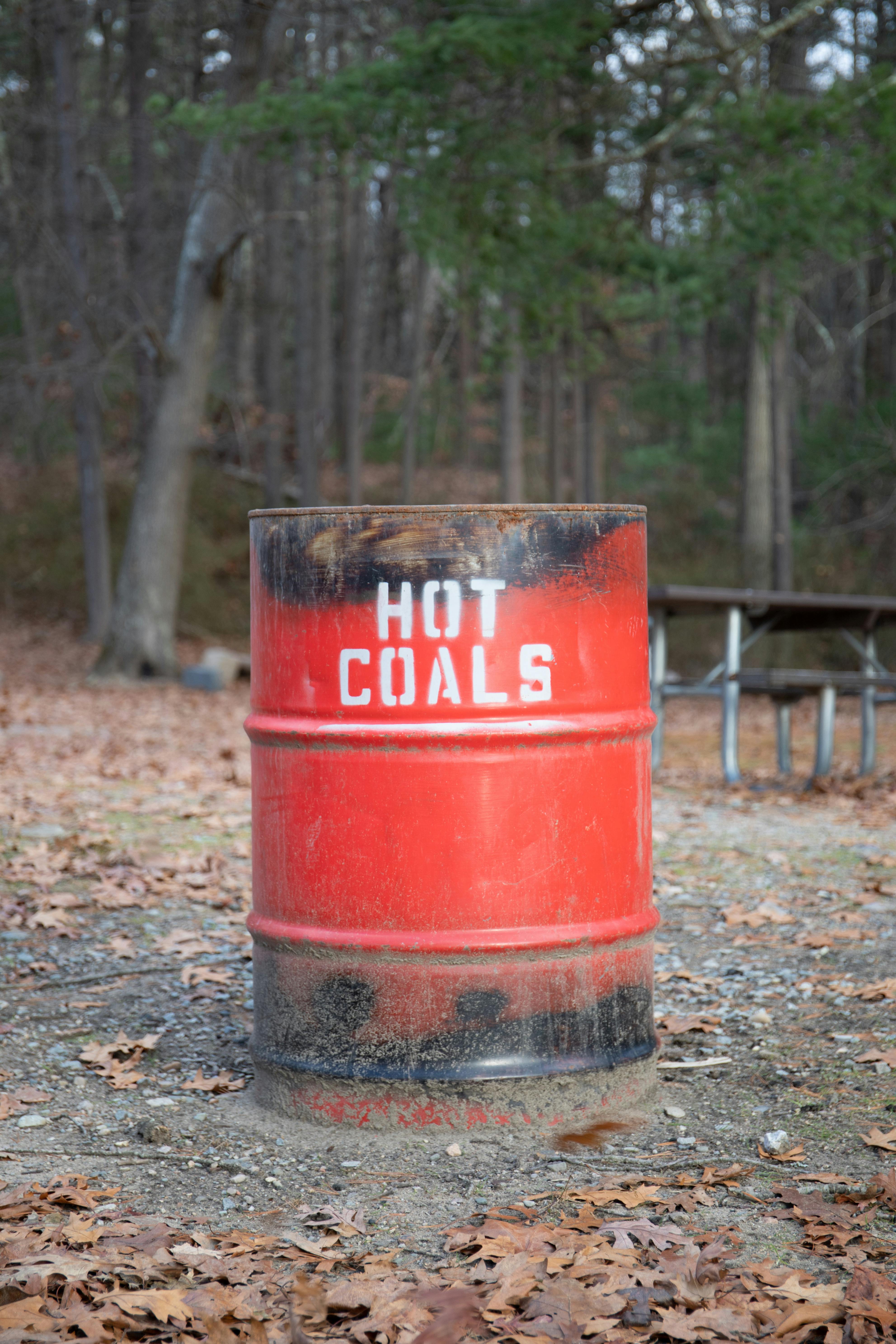 Red Metal Drum on a Picnic Ground