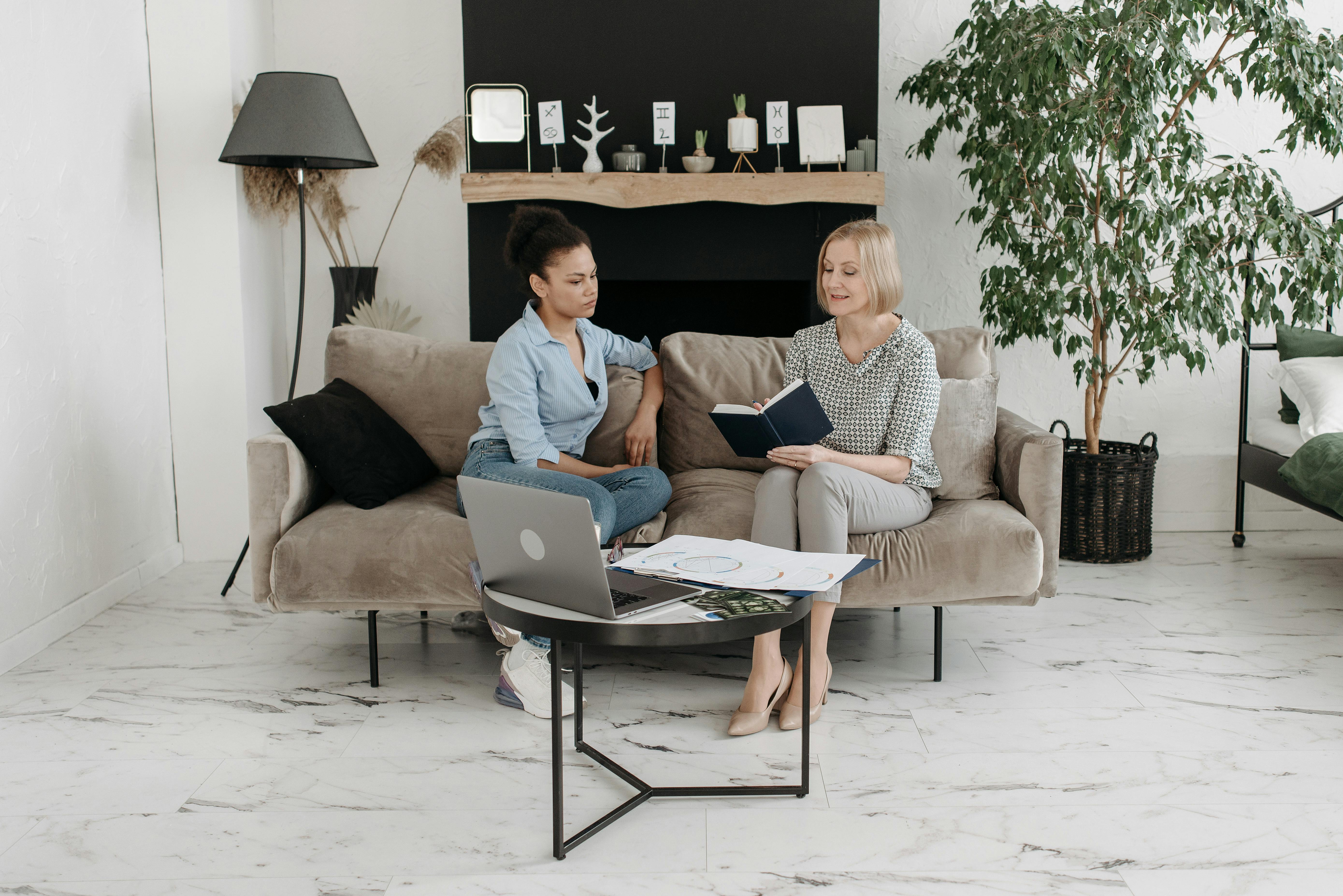 Women Talking in a Cozy Living Room