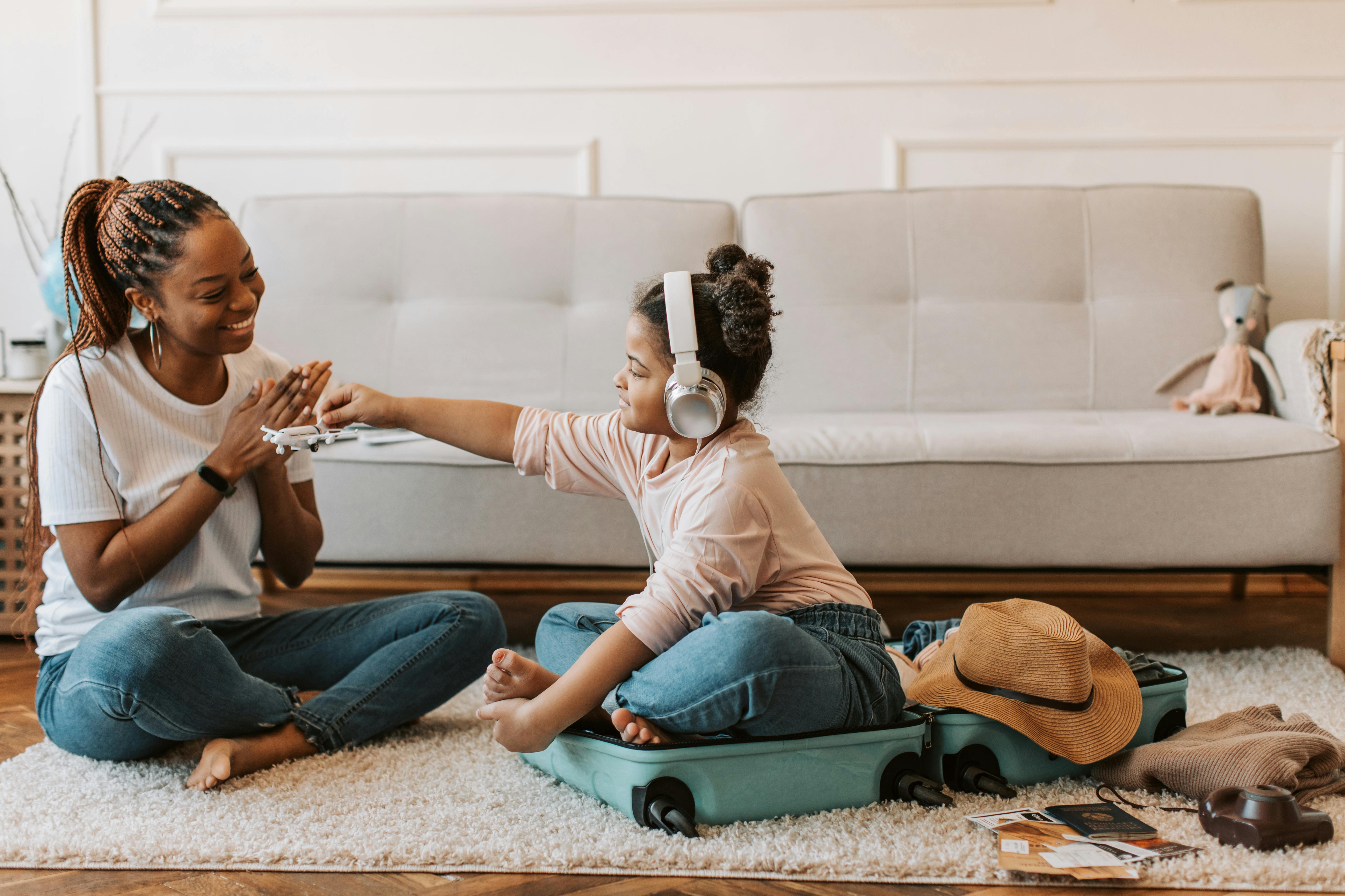 woman and Child Playing at Home