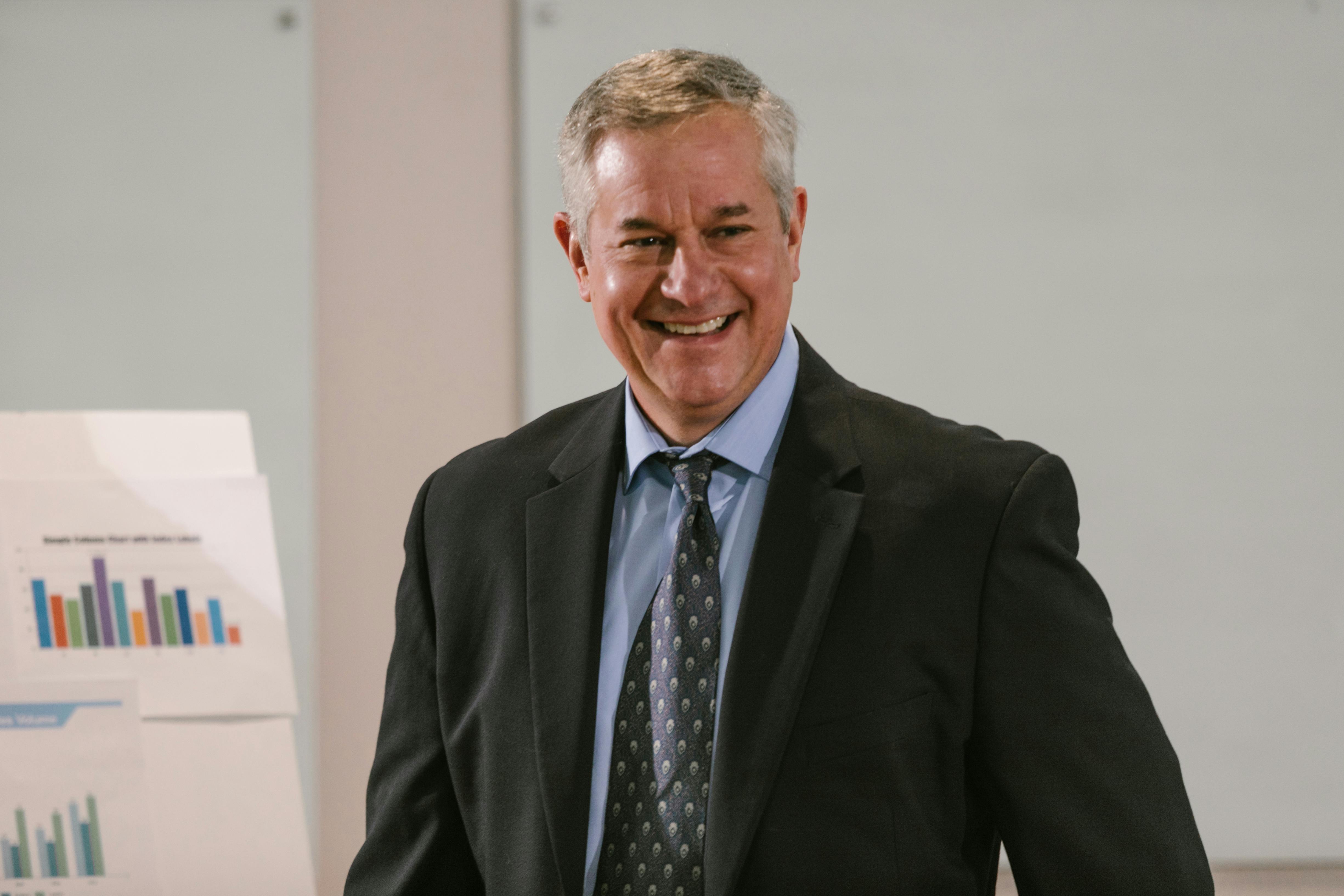 Man Wearing Black Corporate Blazer