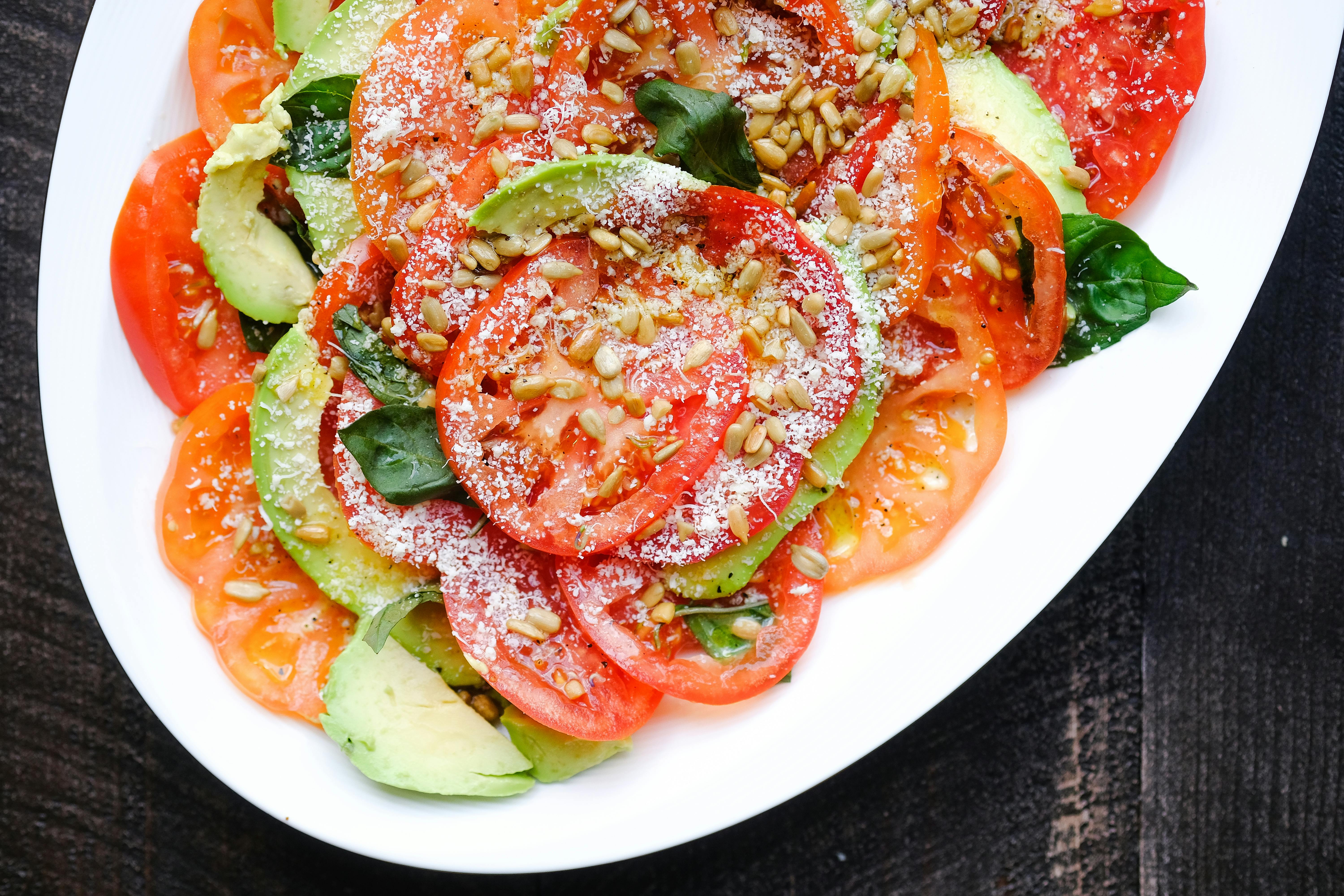 Vegetable Salad on White Ceramic Plate