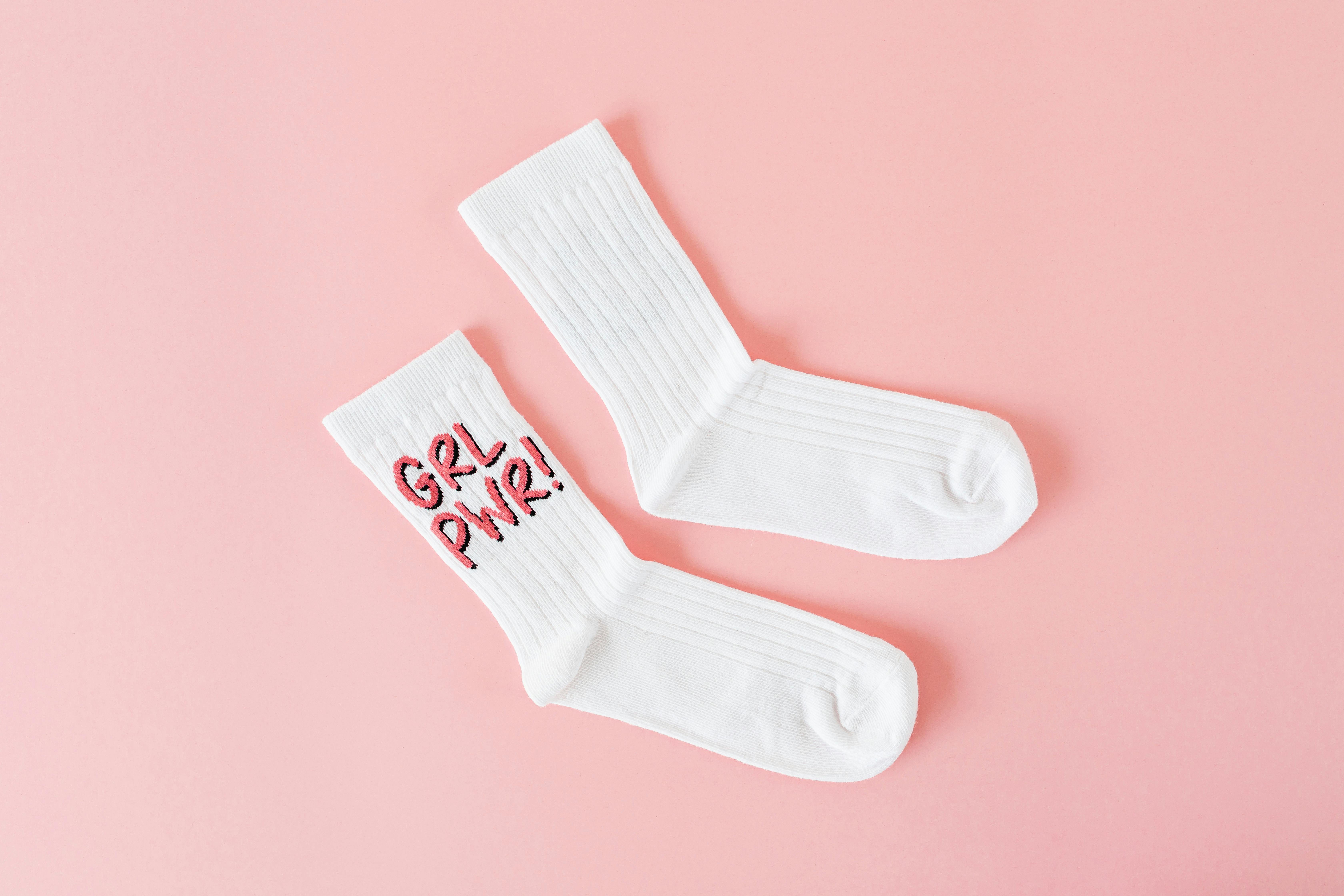 White Socks on Pink Surface
