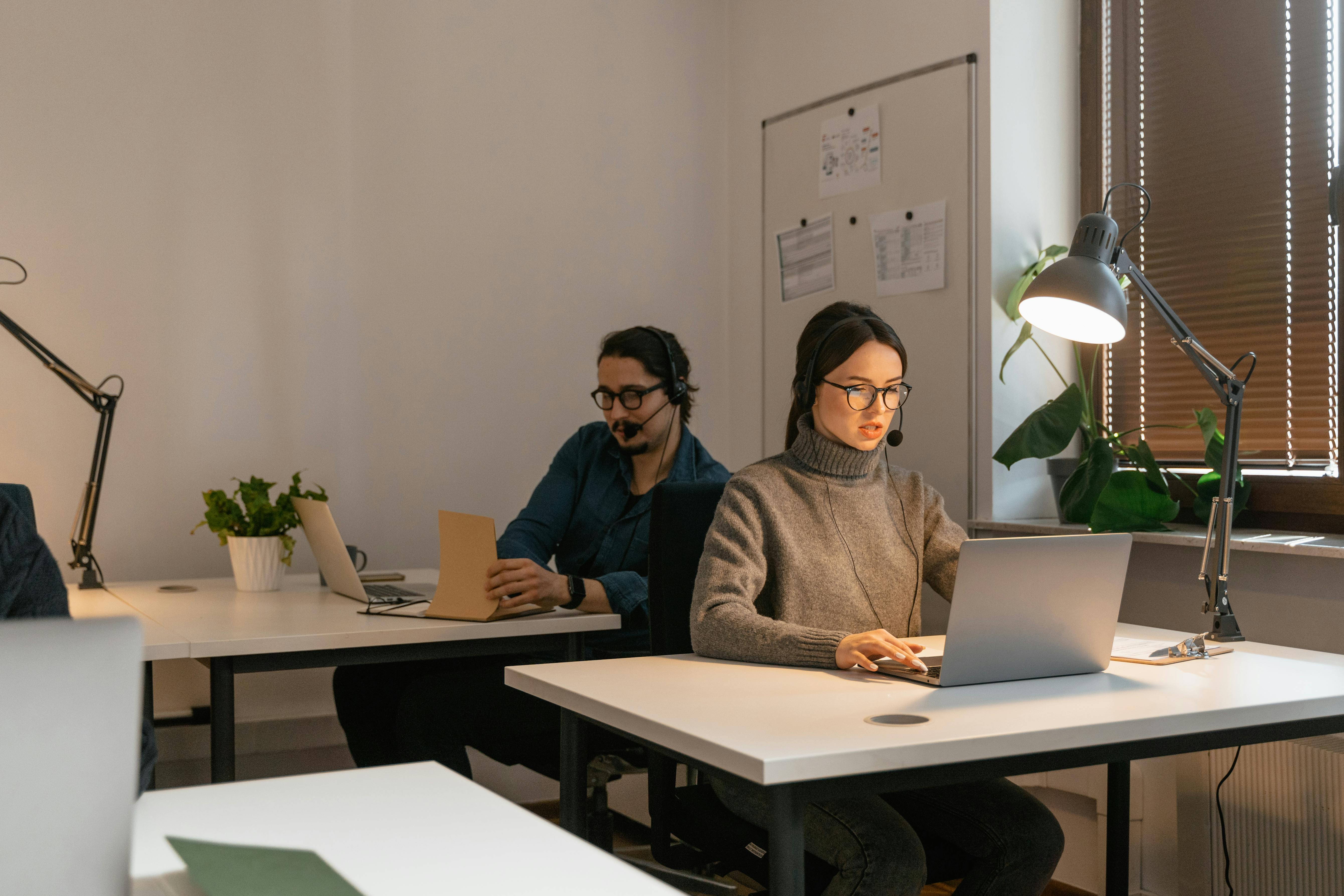 Call Center Agents Working at the Office