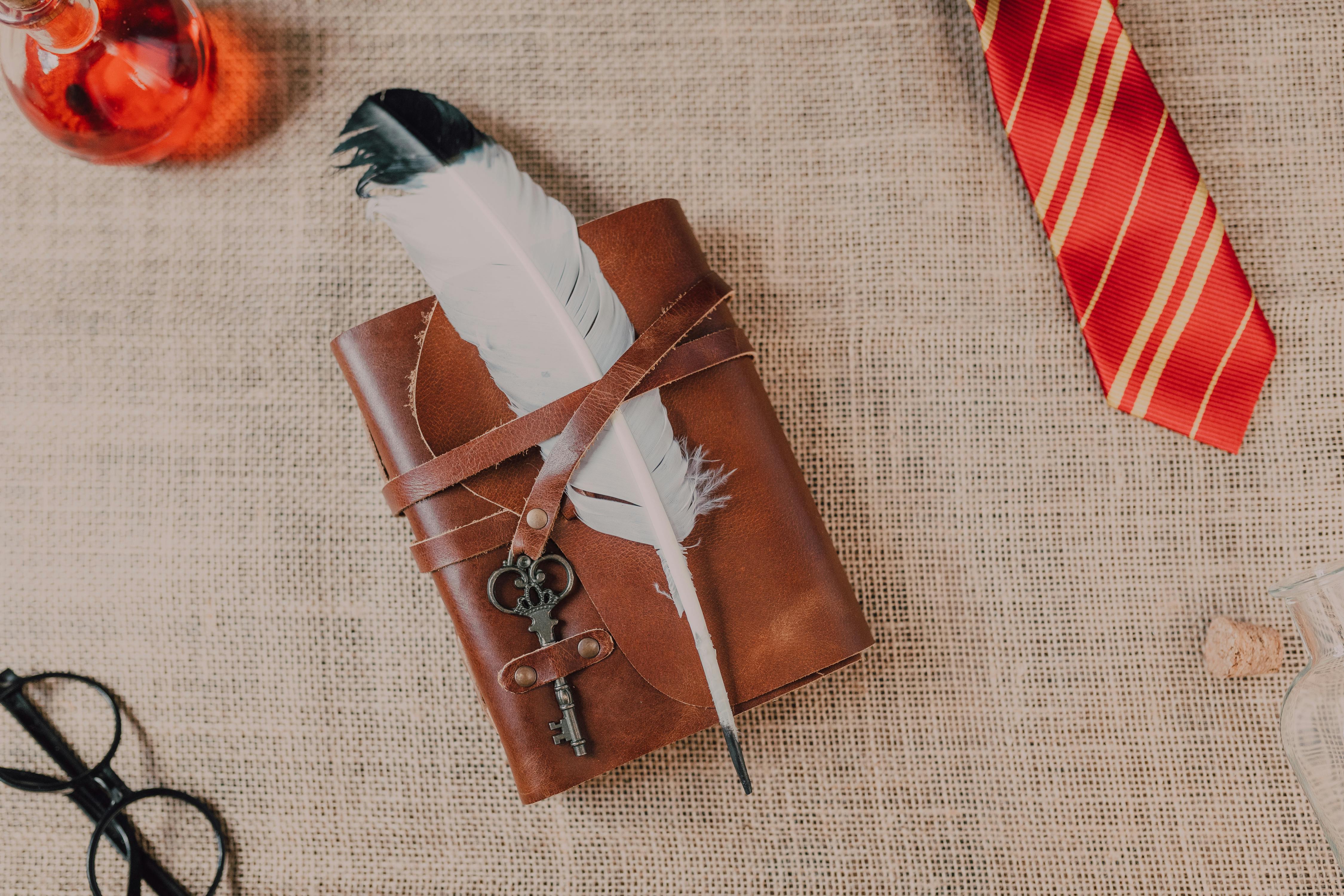 Close-Up Shot of a Brown Spell Book