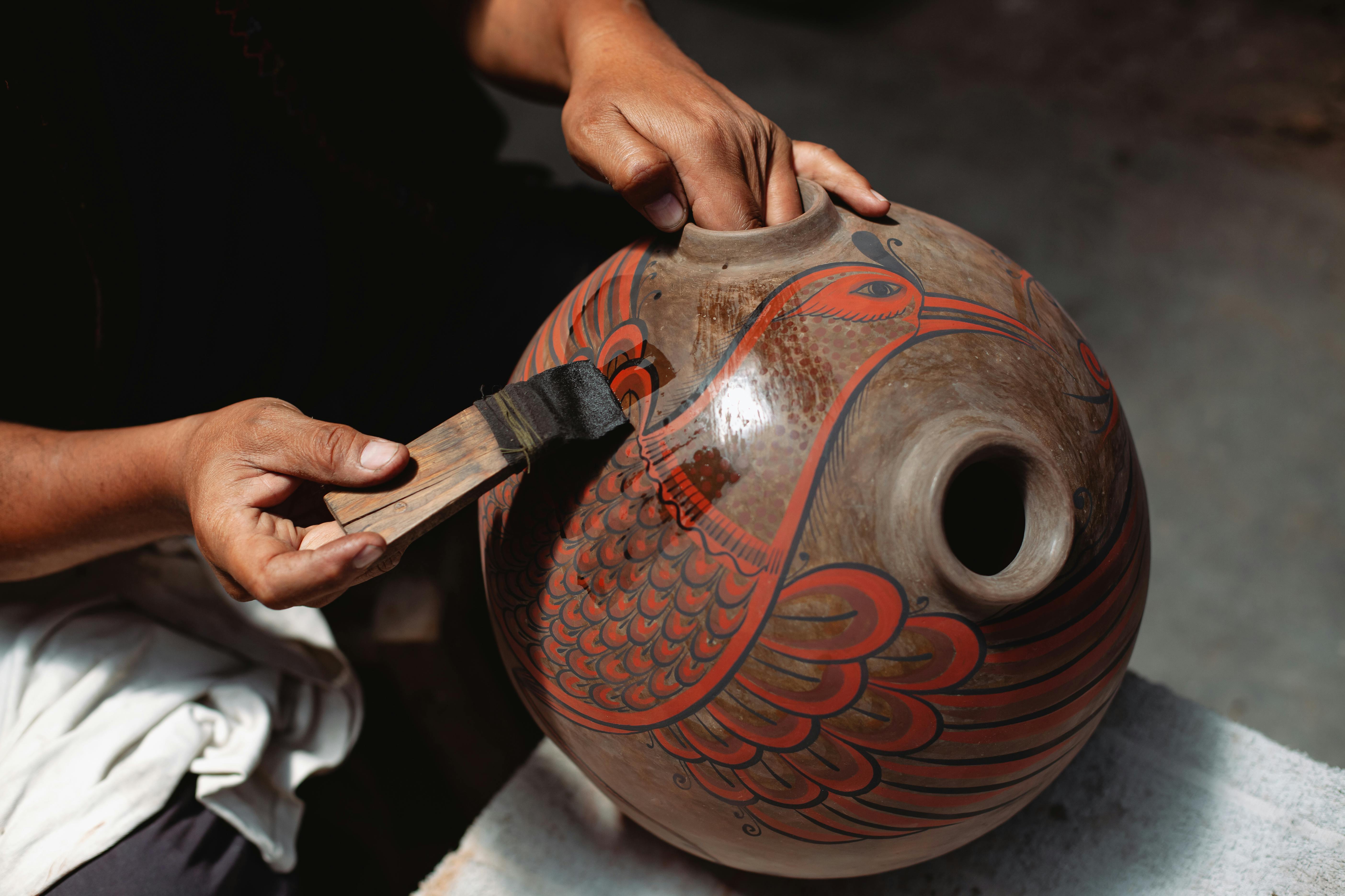 Putting of Clear Coat on a Pot