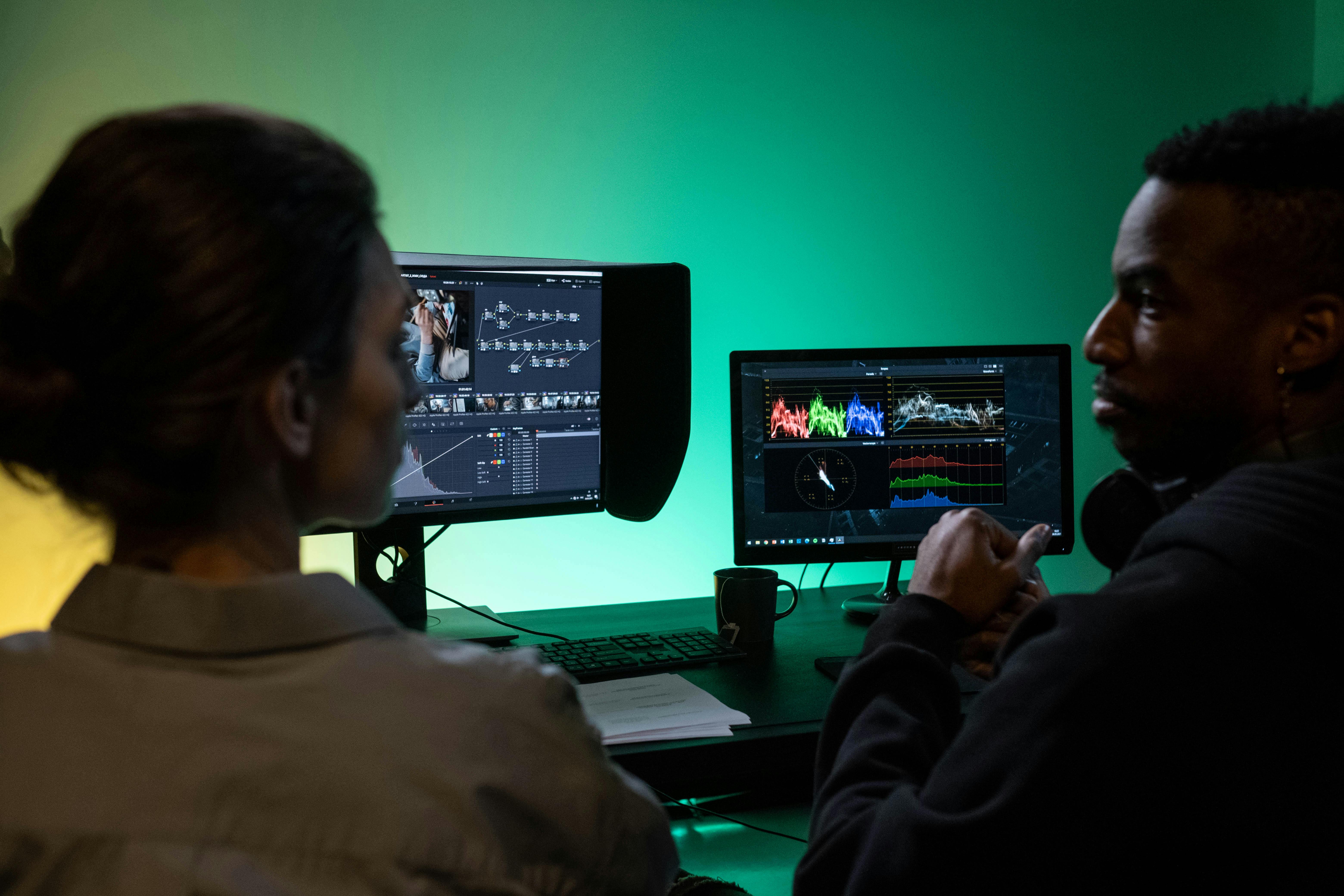 A Man and a Woman Working in a Studio