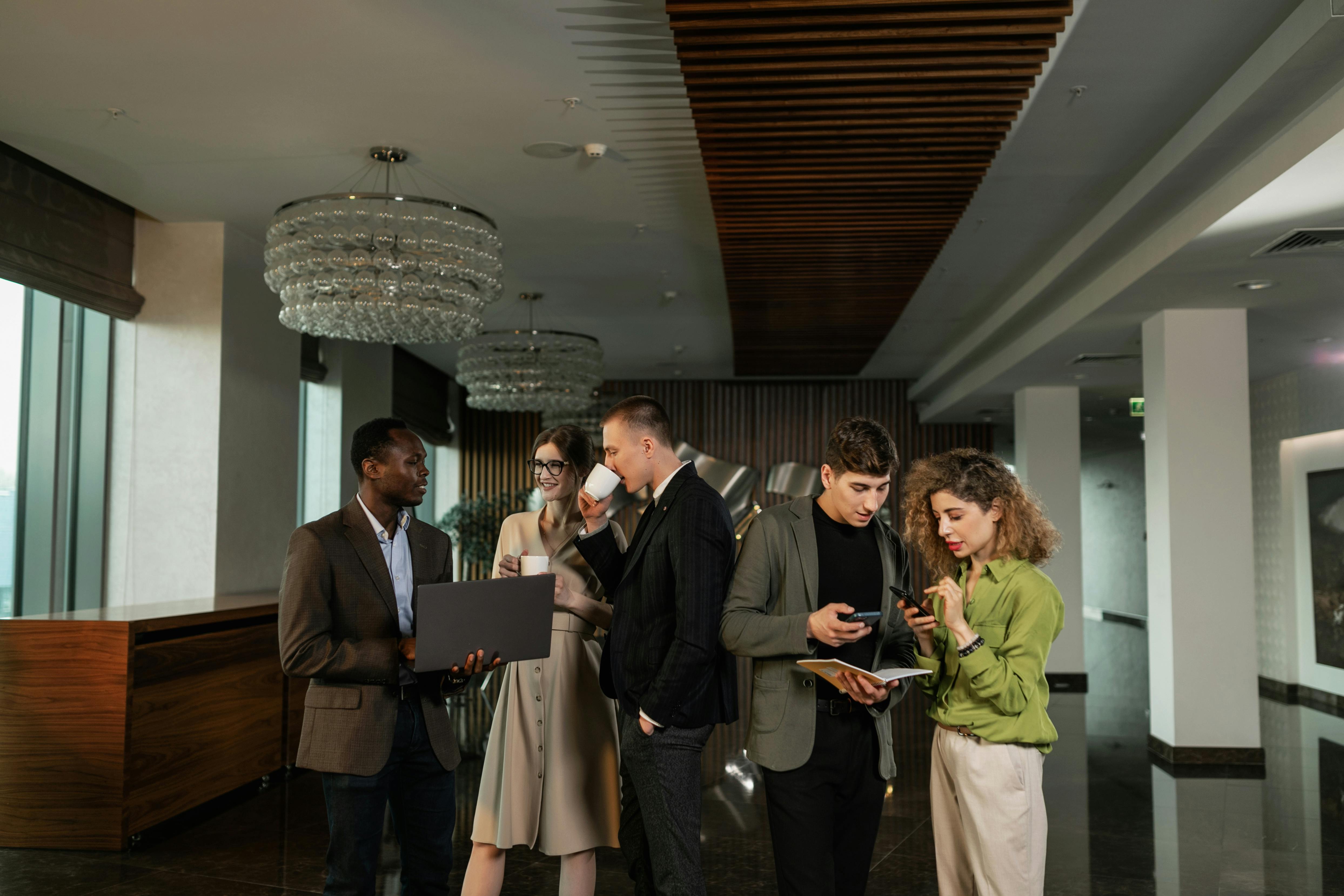 Group of People Standing on Hallway