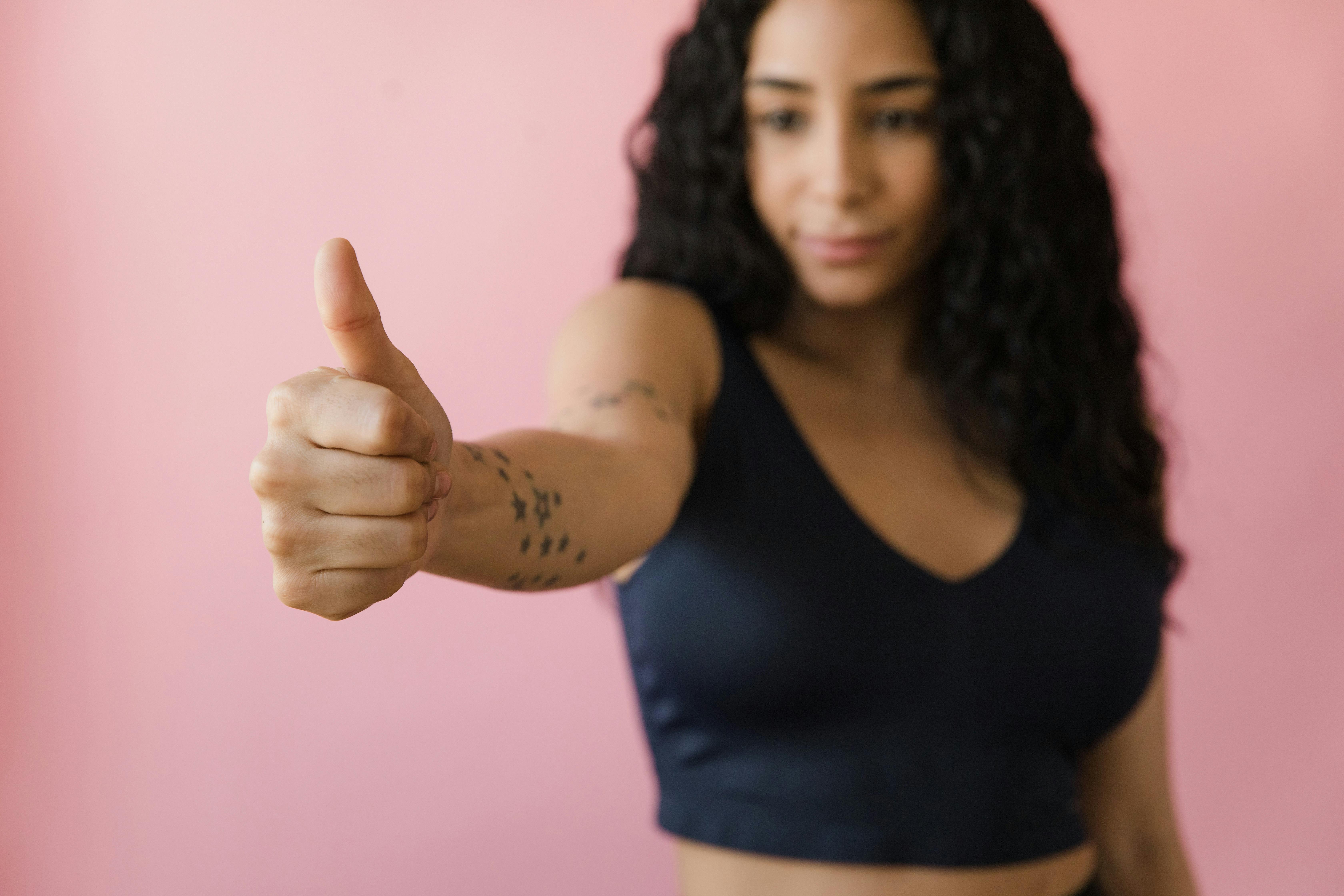 OK Gesture of Brunette Woman