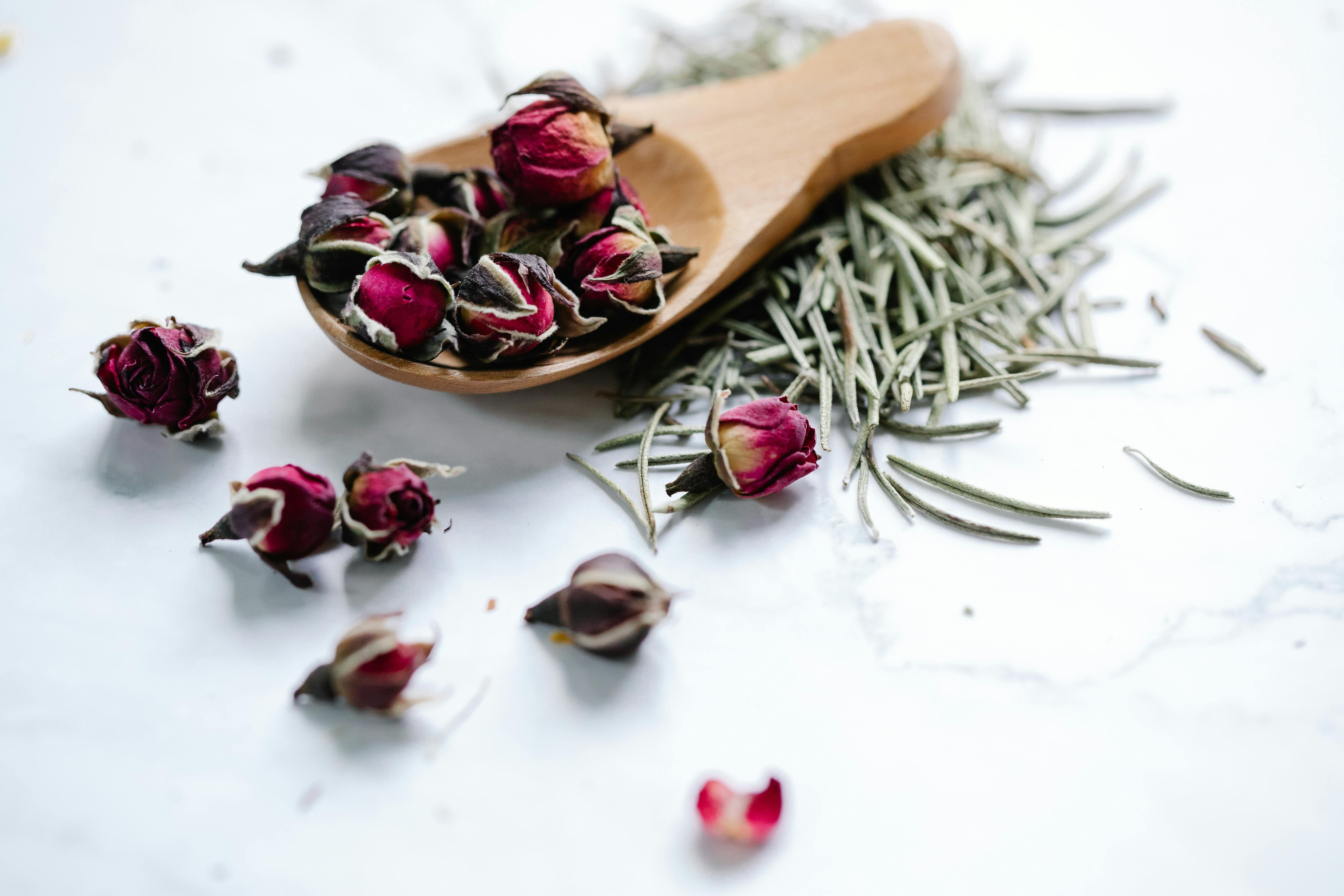 Tea Ingredients on White Background