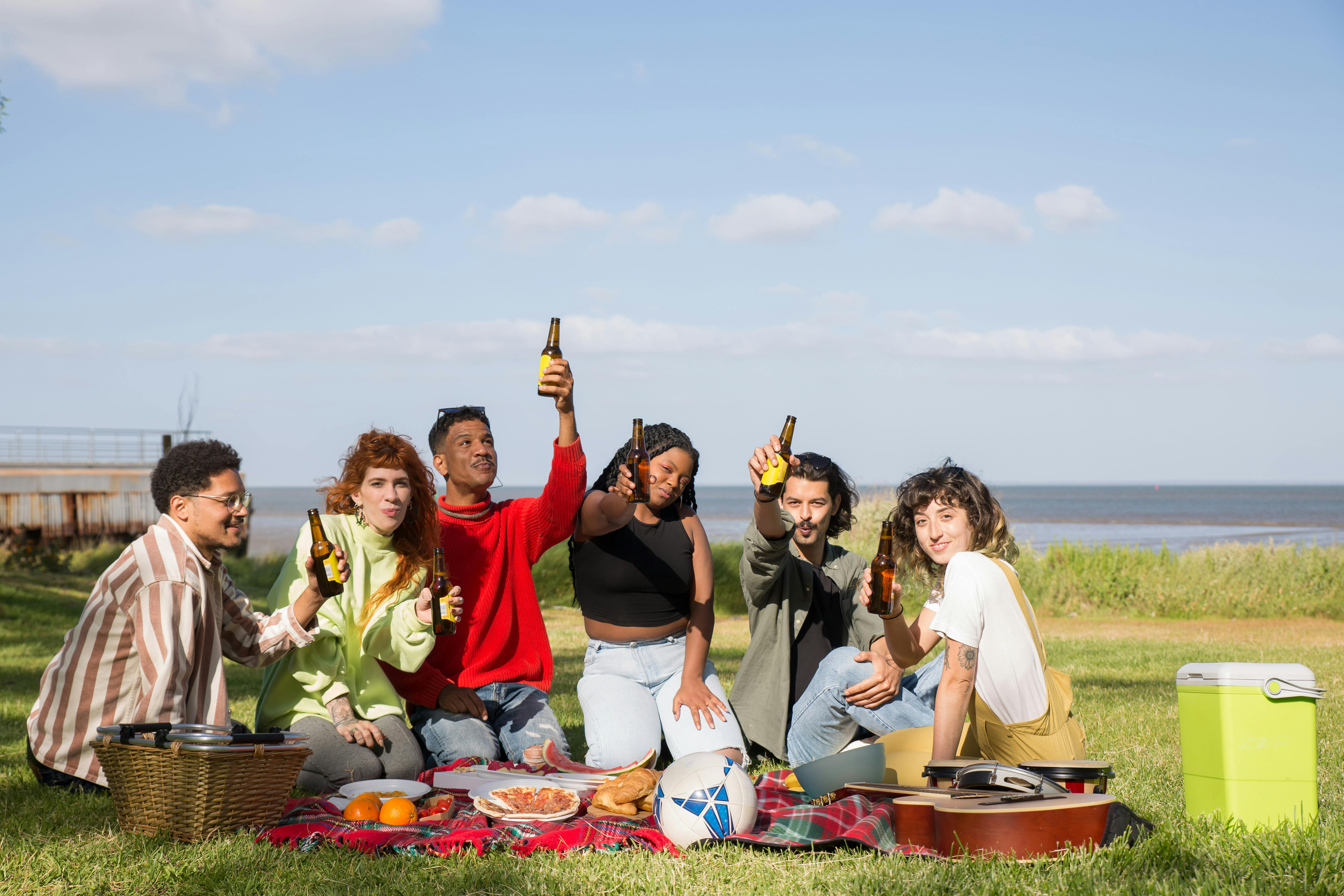 Friends Raising Their Bottles