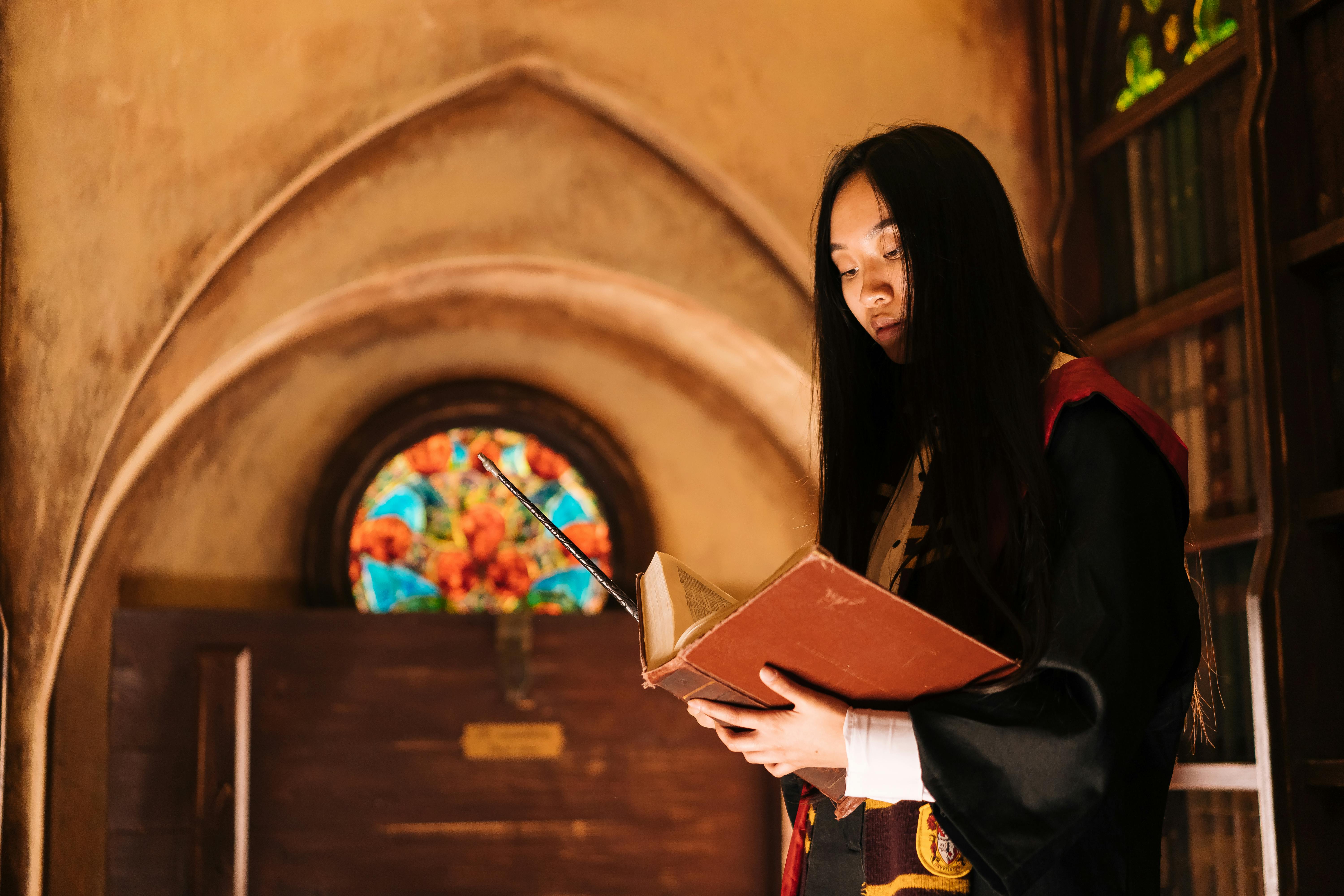 Brunette Woman Reading a Book