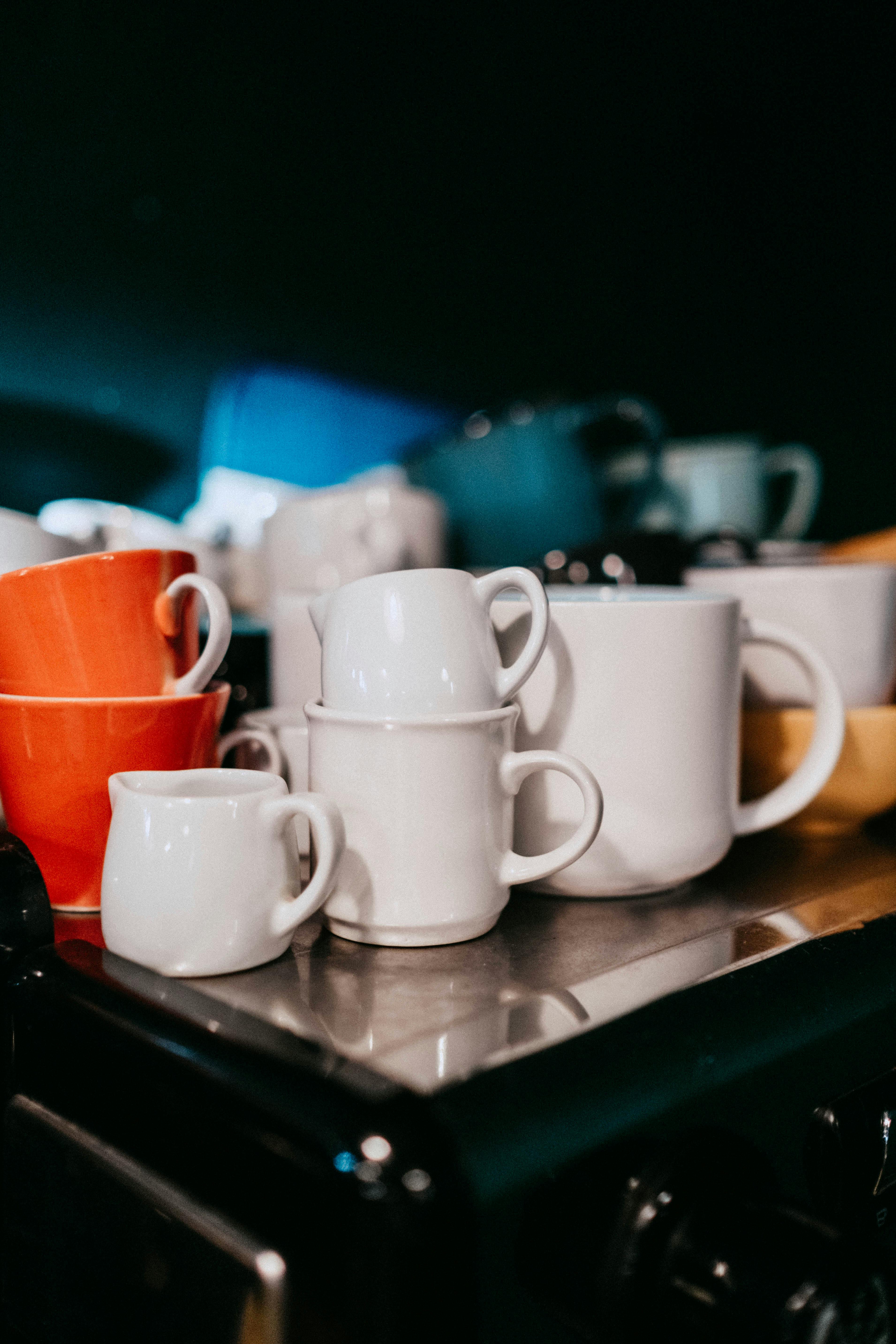 Close-Up Shot of Ceramic Cups