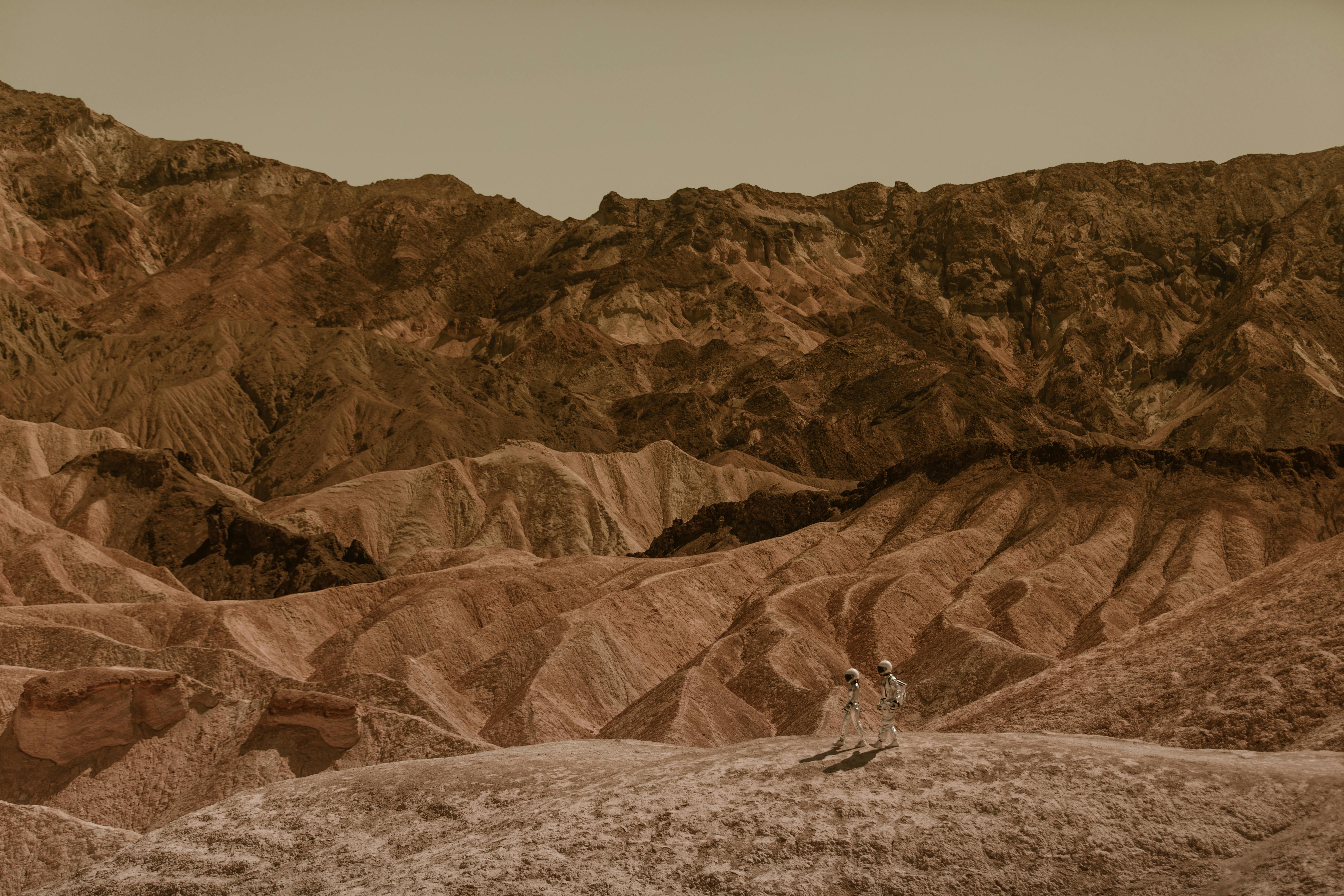 Astronauts Walking Together on Mars