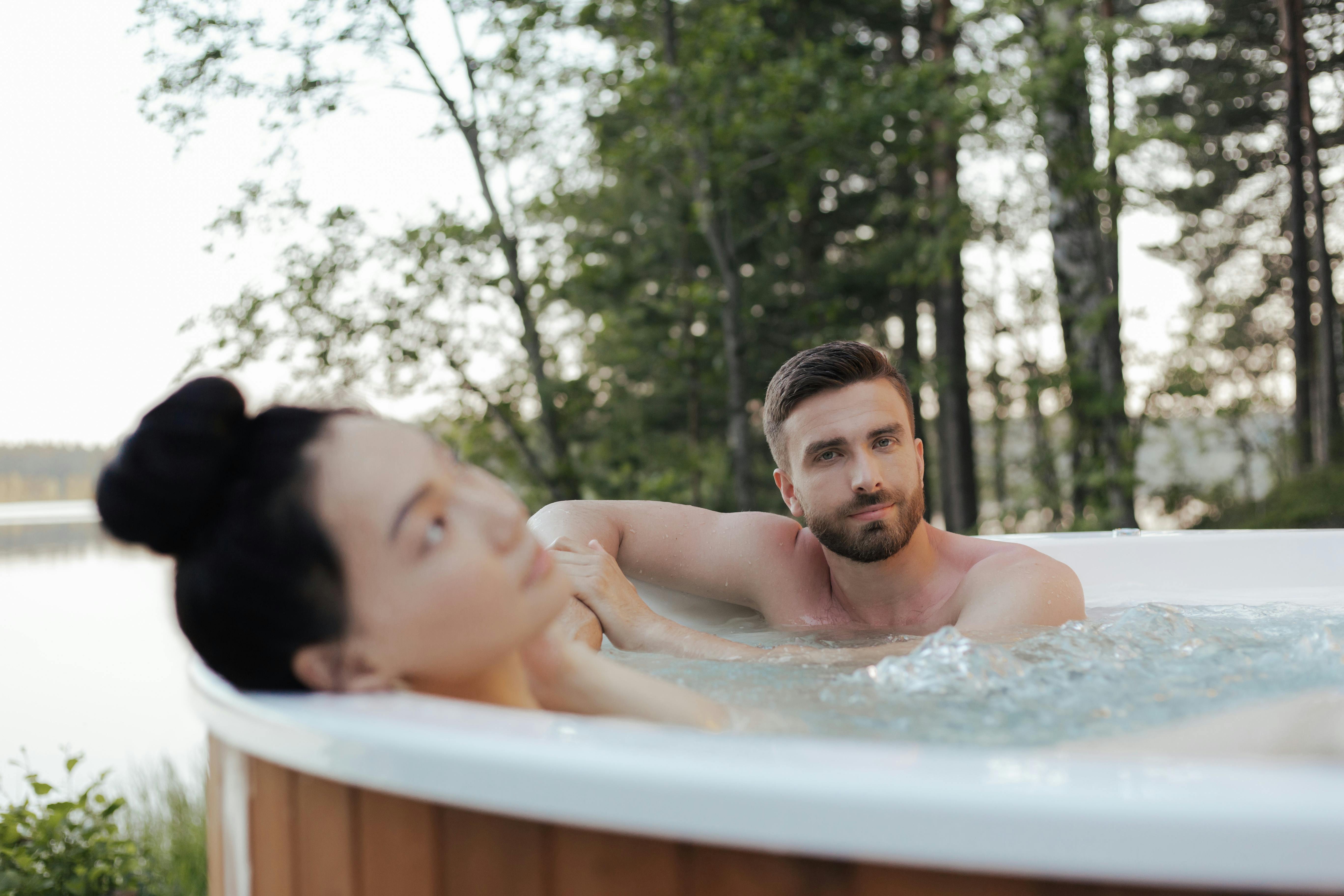 A Couple in an Outdoor Jacuzzi