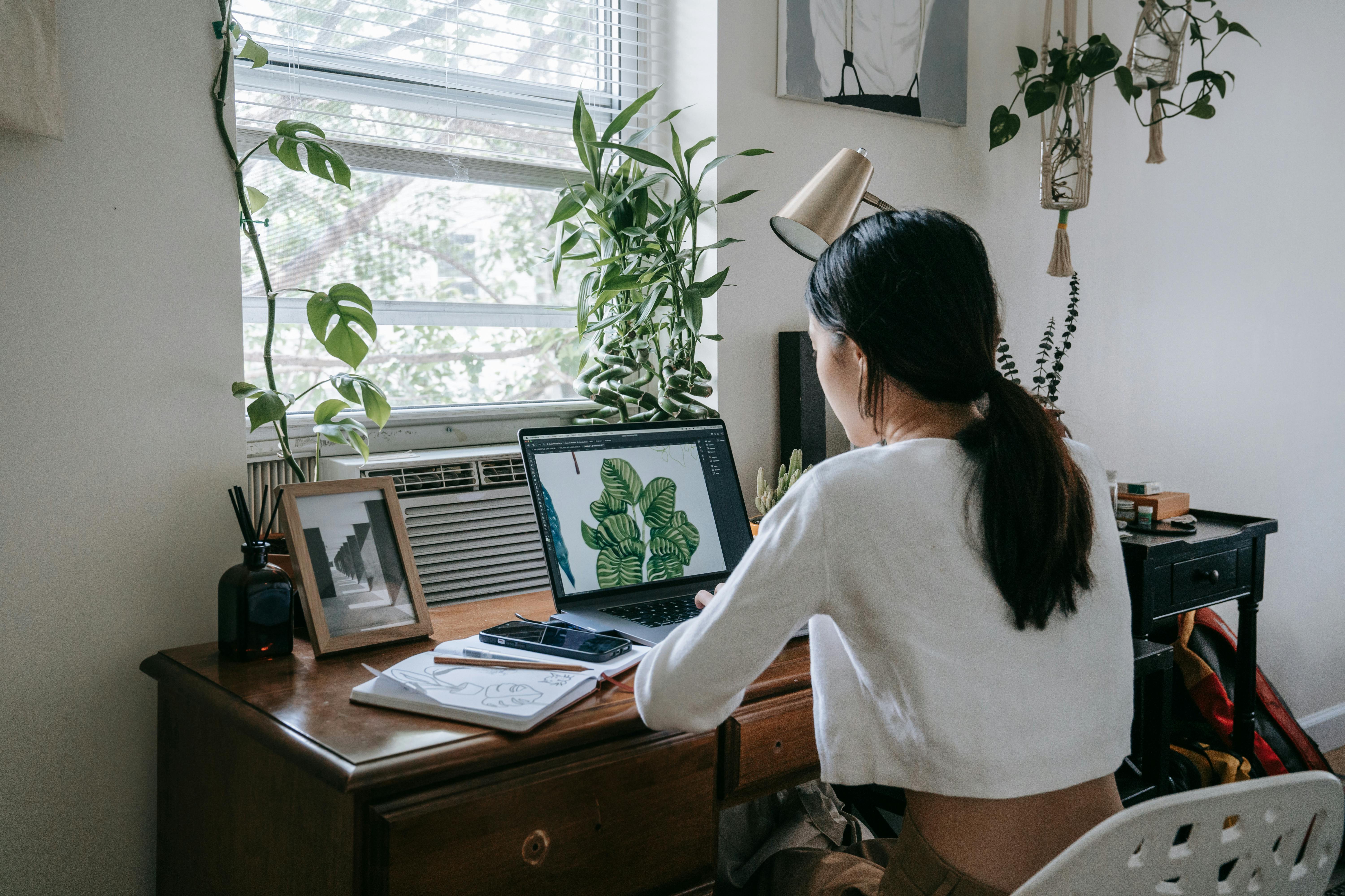 Woman Working on Her Laptop