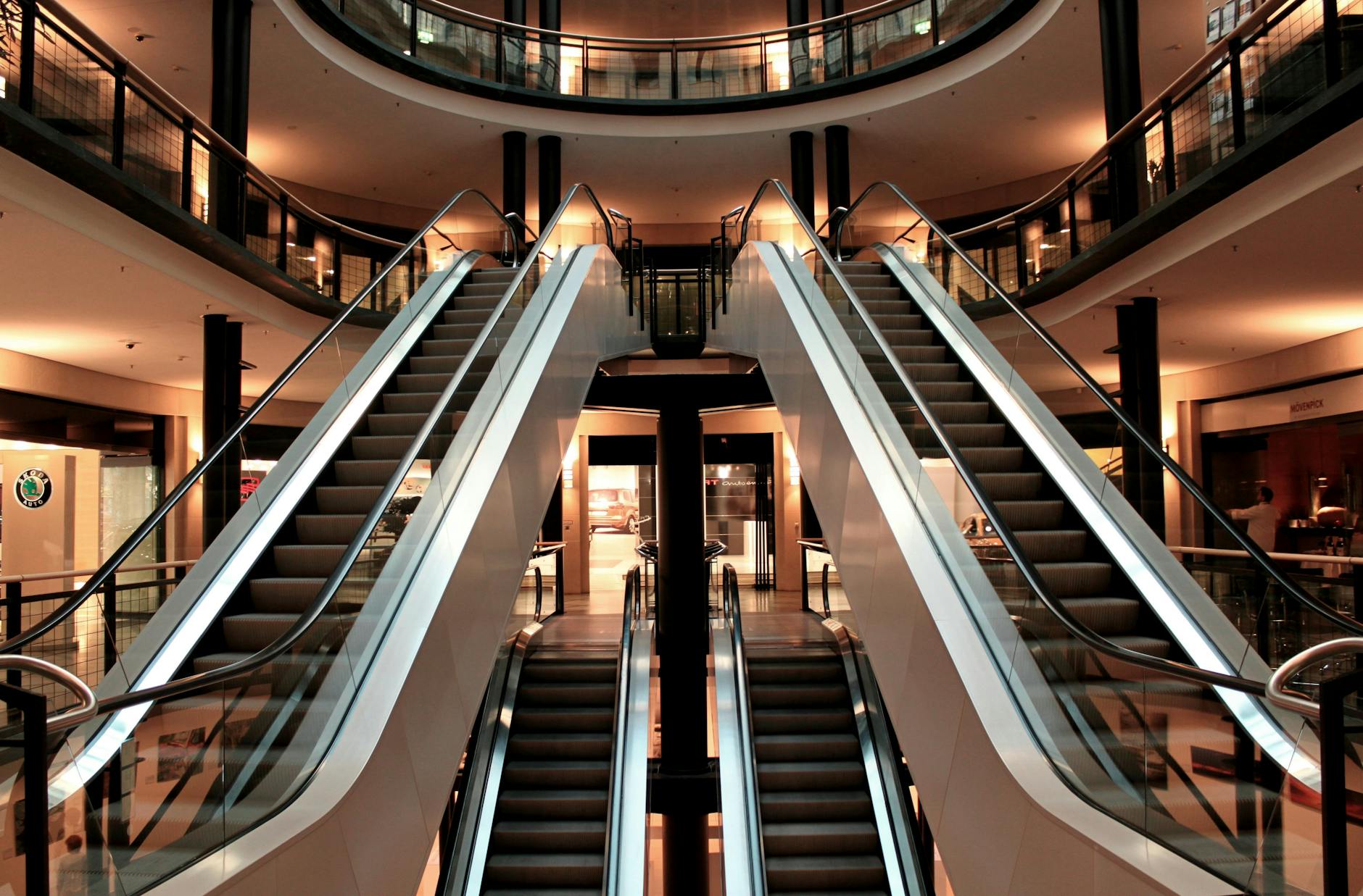 Empty Escalators Inside Building