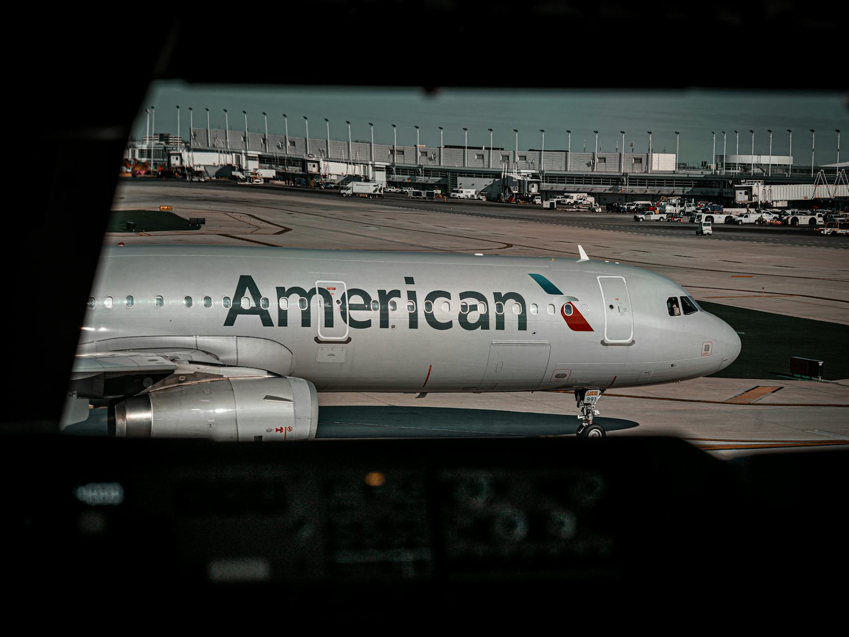 An American Airline Passenger Plane in the Airport