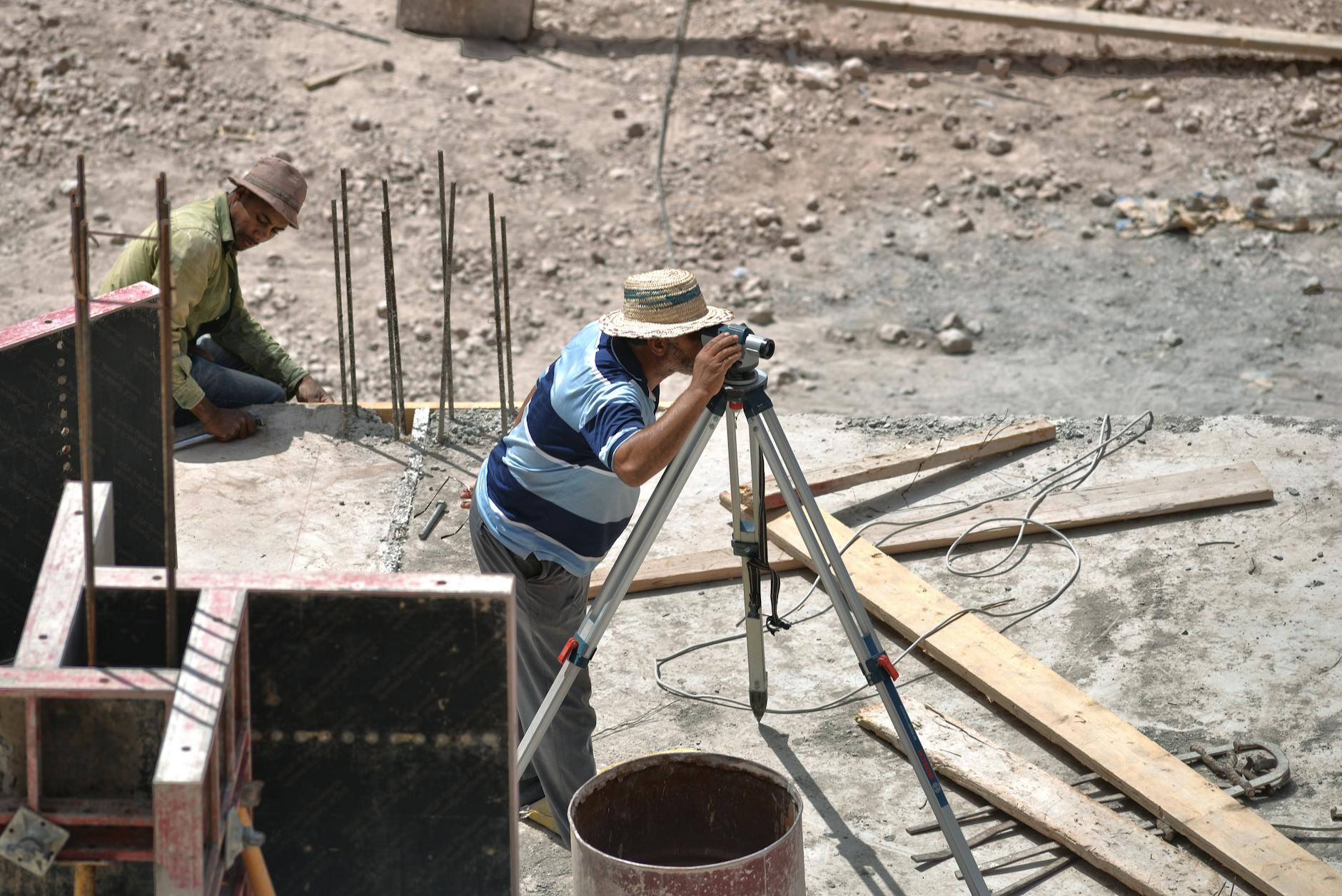 Men in Hats on Construction Site