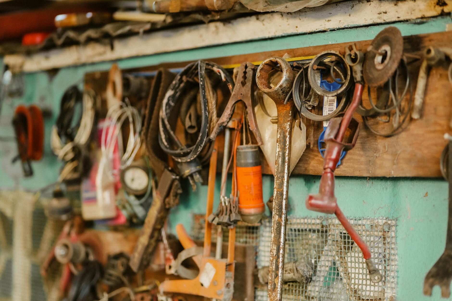 Tools on Wall in Workshop