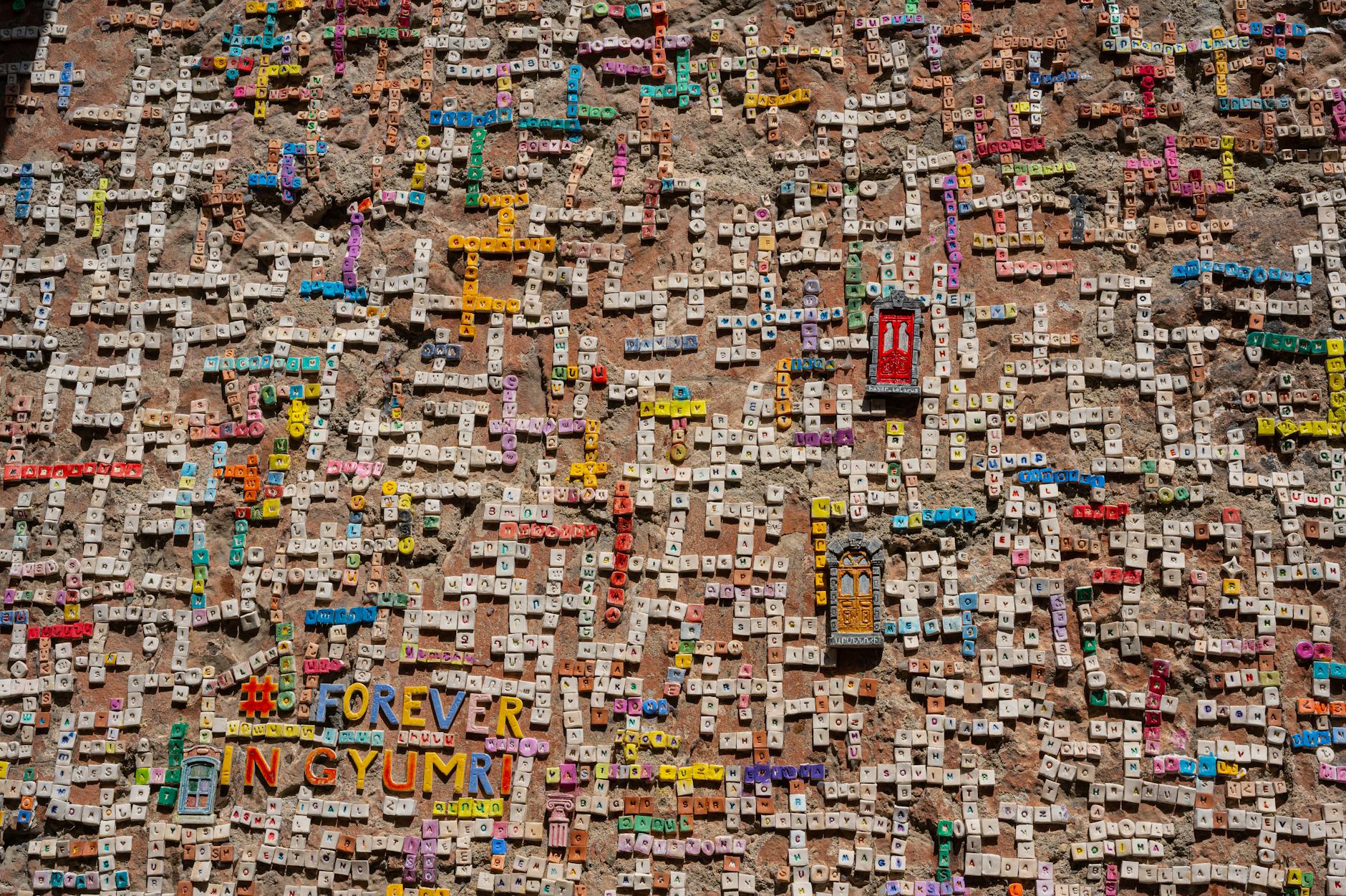 A Wall of Names Made from Letter Tiles