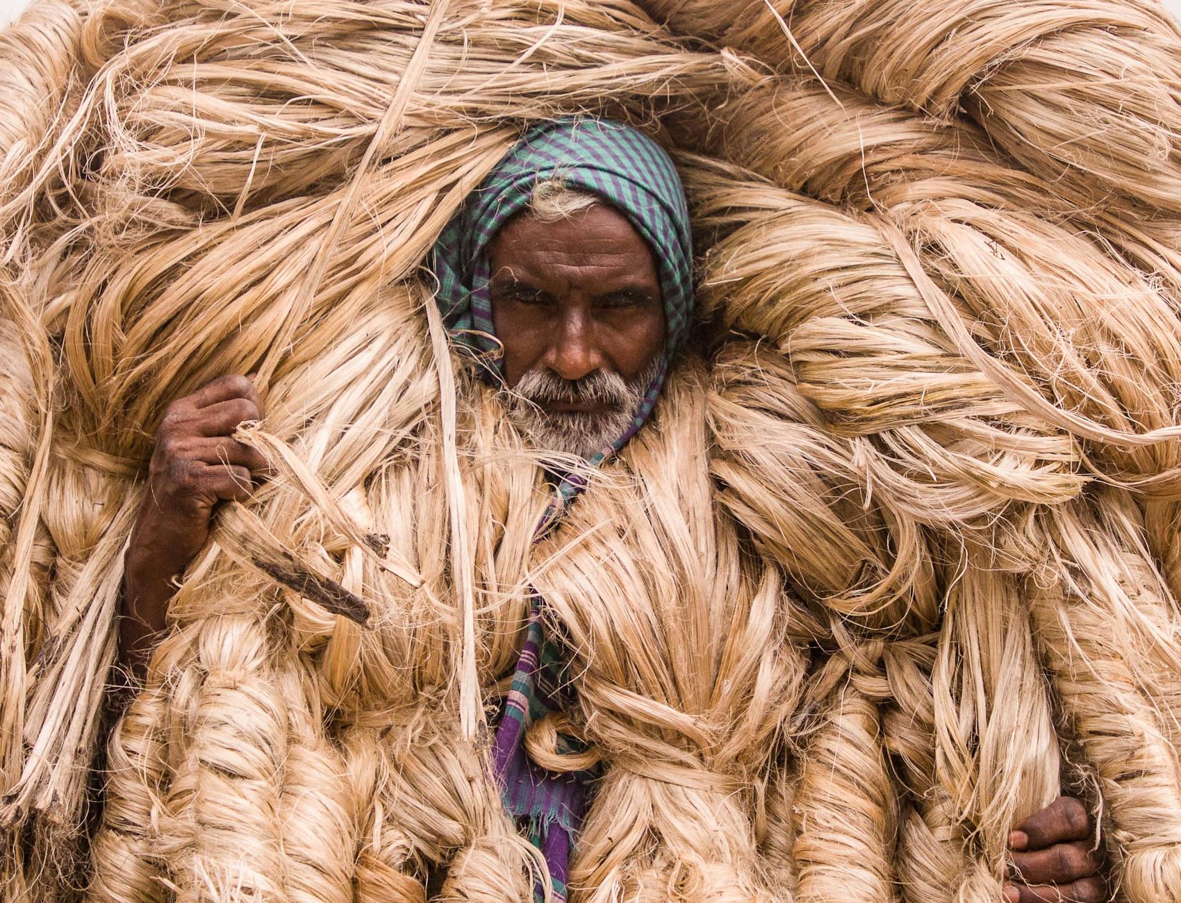 A man with jute