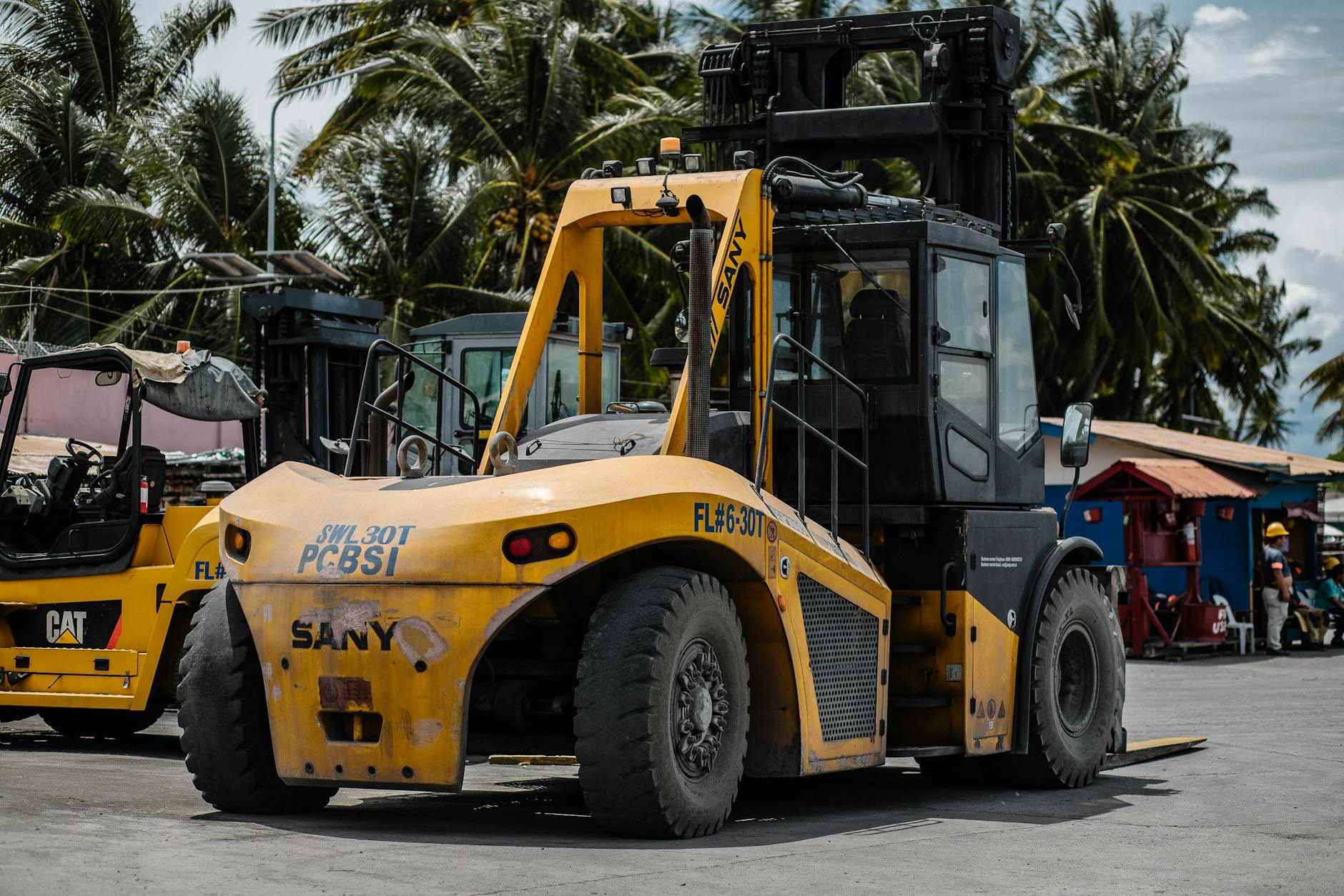 Parked Yellow Forklift Truck