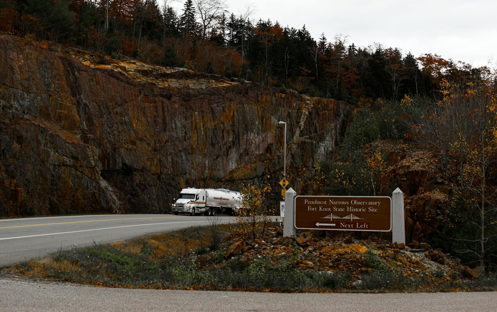 Truck Near Penobscot Narrows Observatory Sign