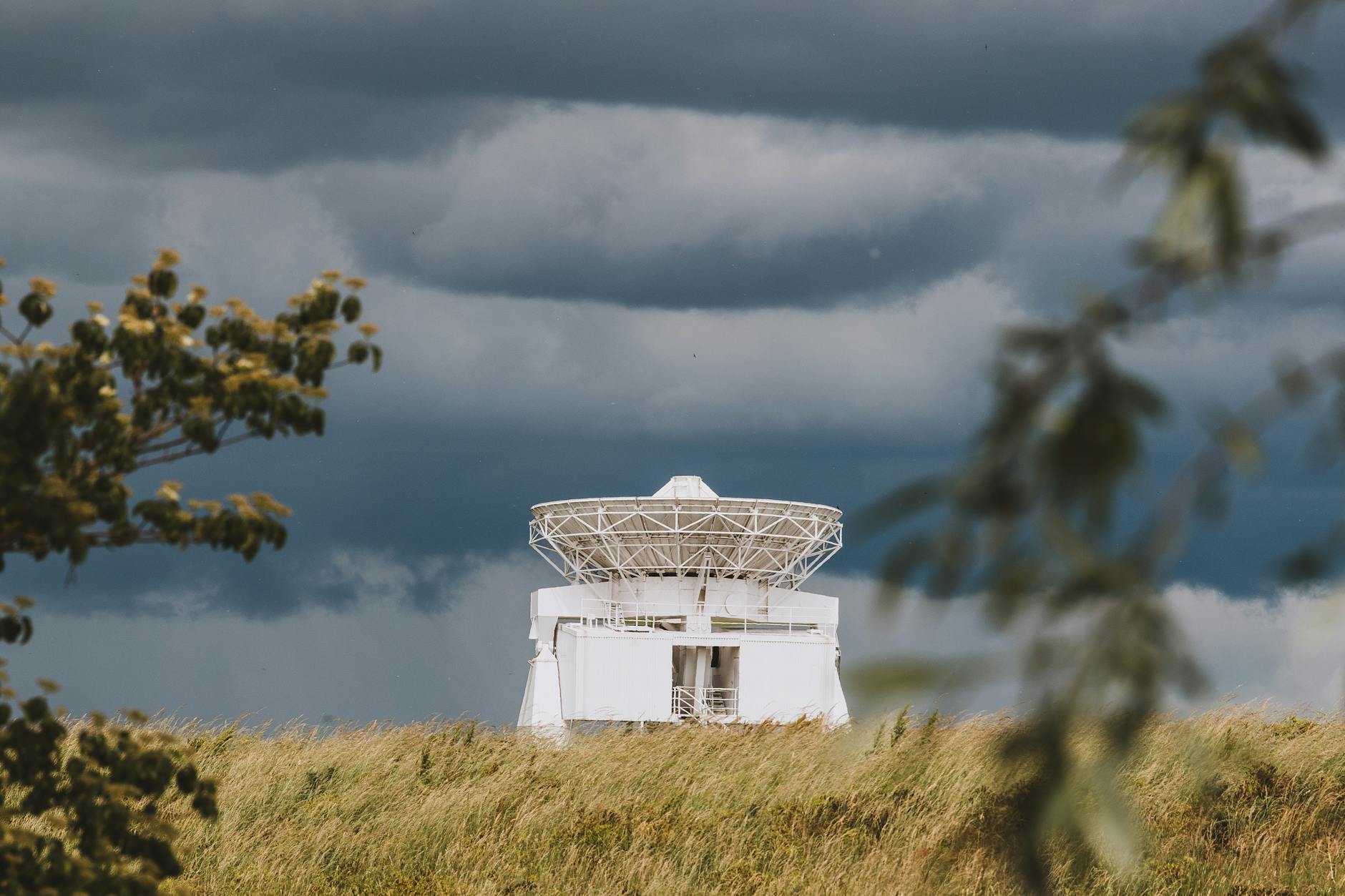 Satellite Antenna Amid Rural Landscape in Germany