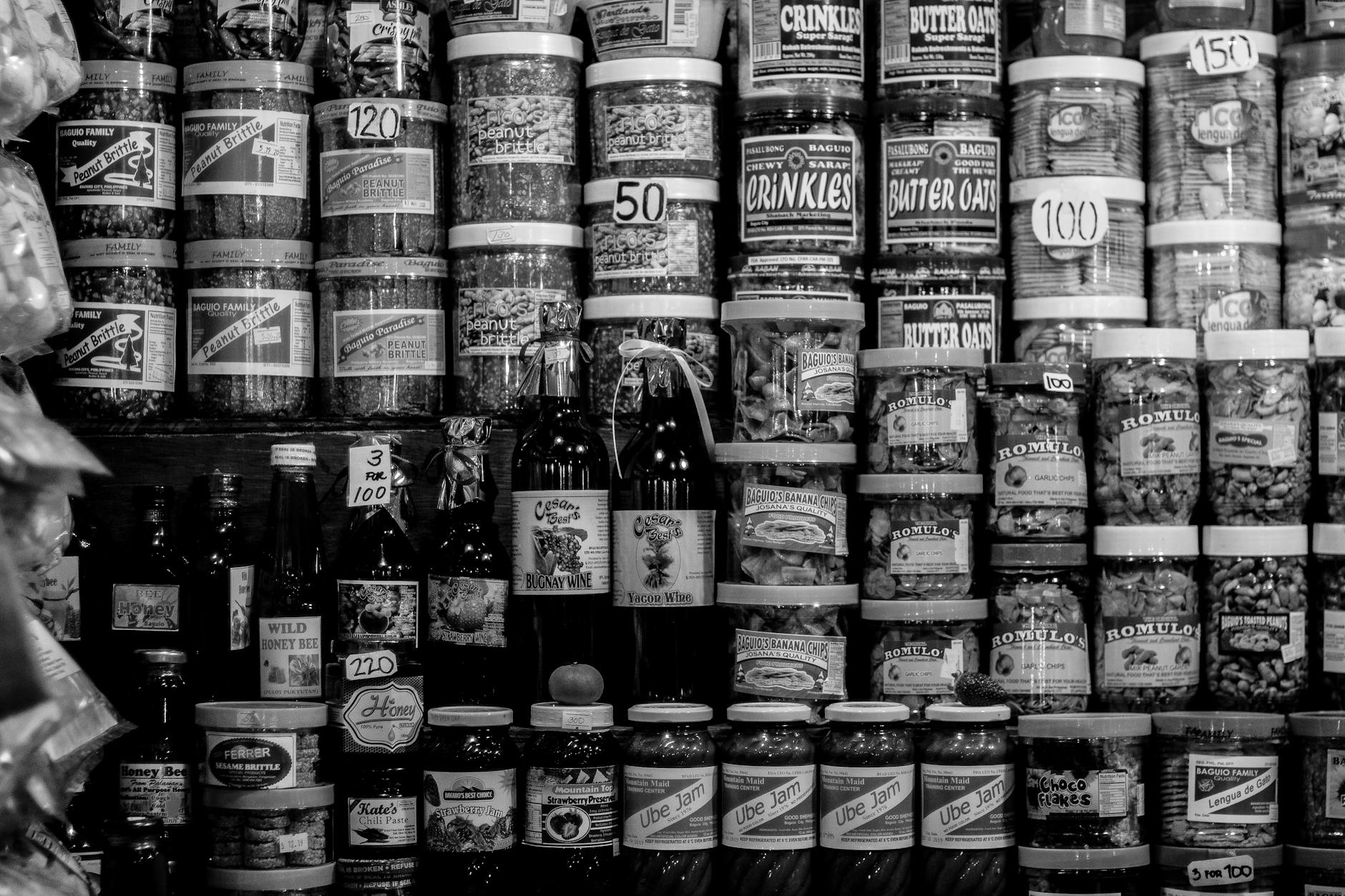 Monochrome Photo Of Pile Of Containers