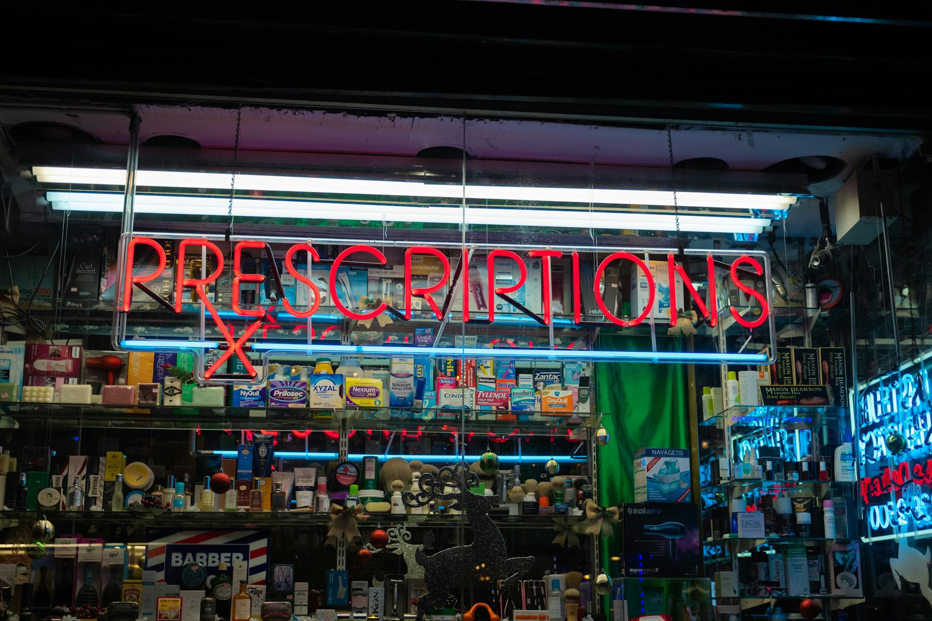 Prescriptions Sign On A Drug Store Front