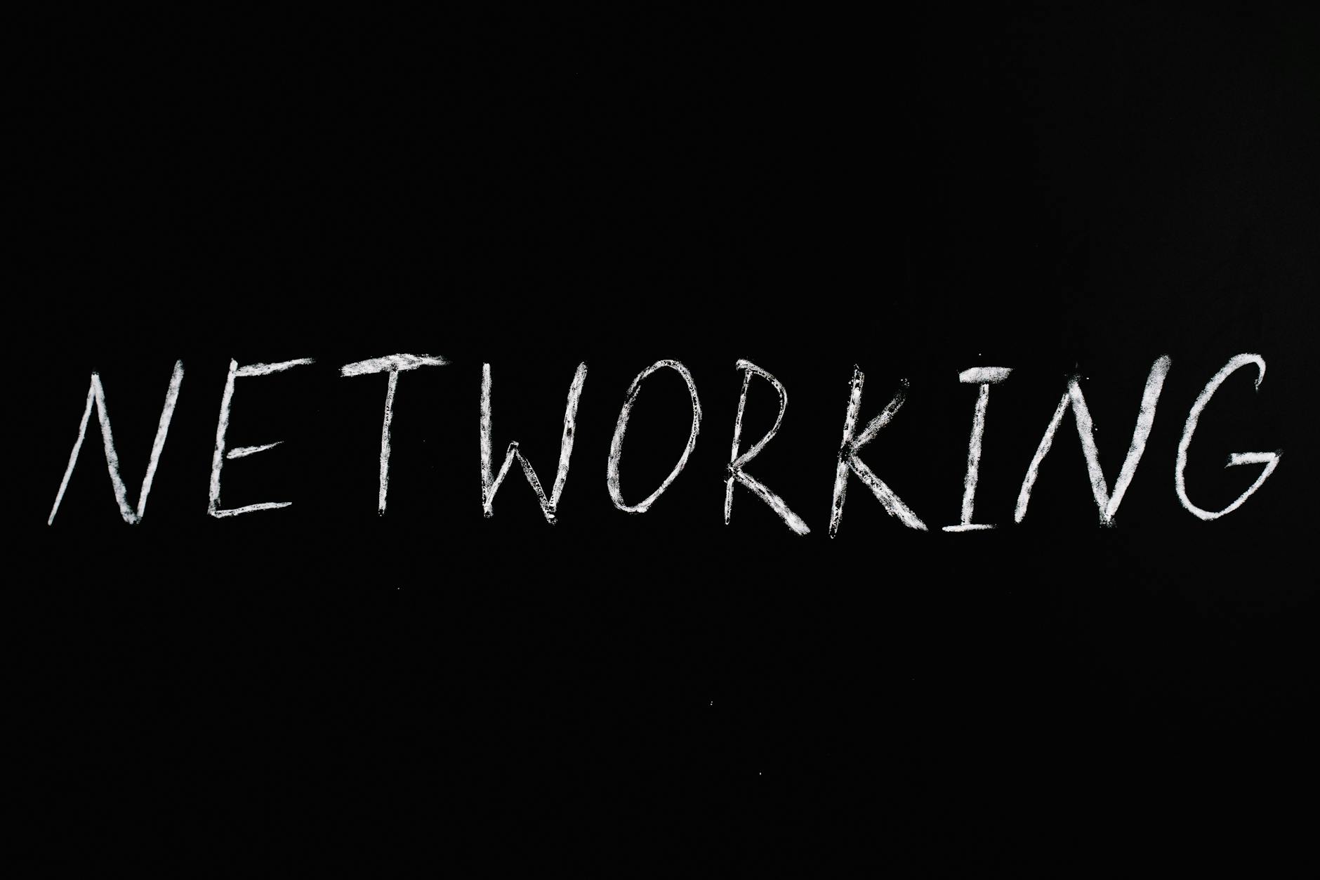 Networking Text on Black Surface