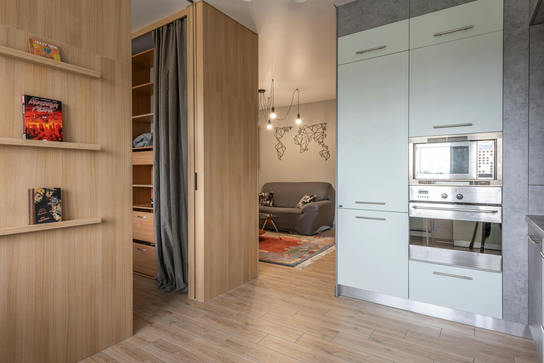 House with cupboards in kitchen