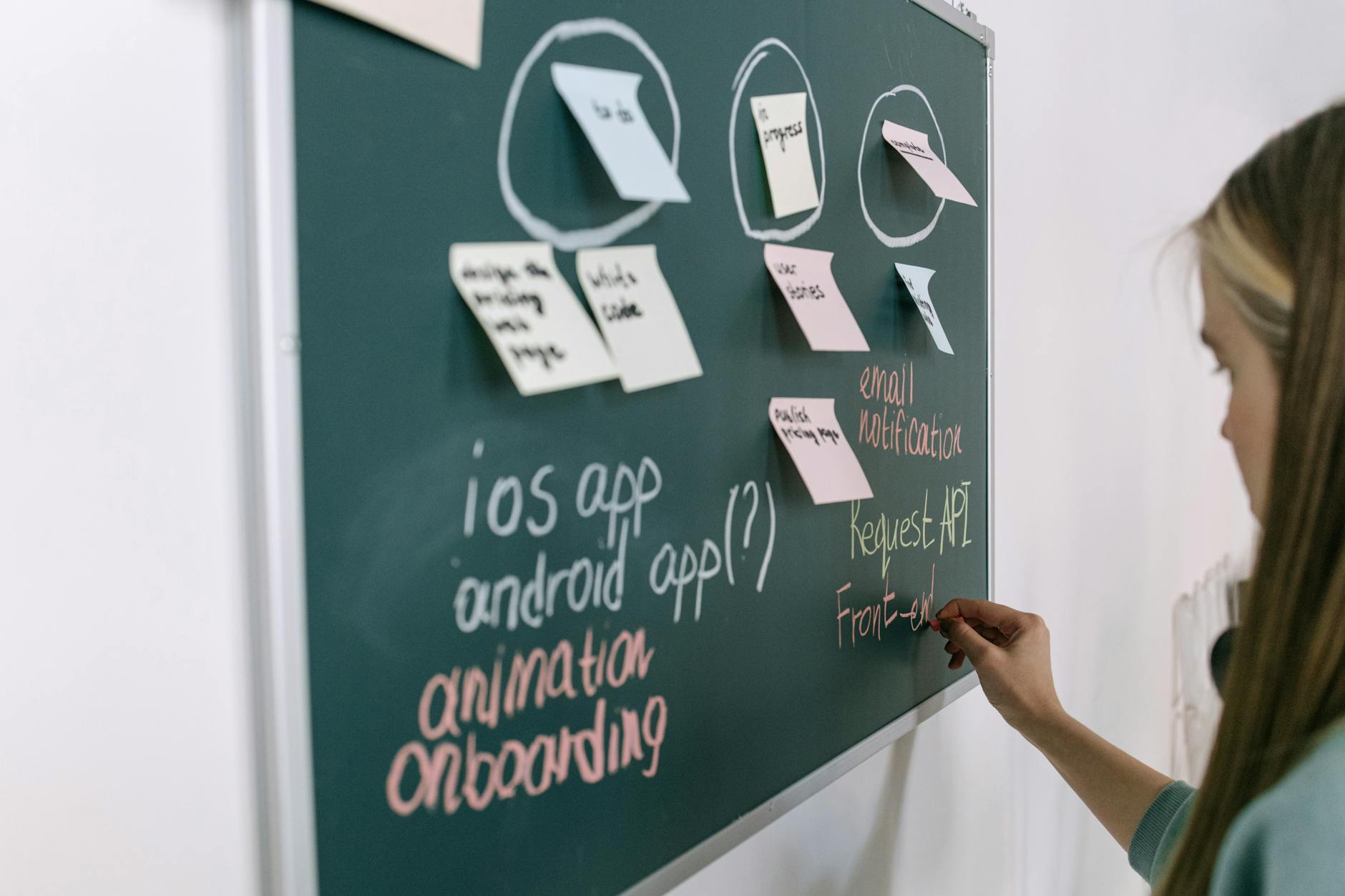 Person Holding White and Green Chalk Board