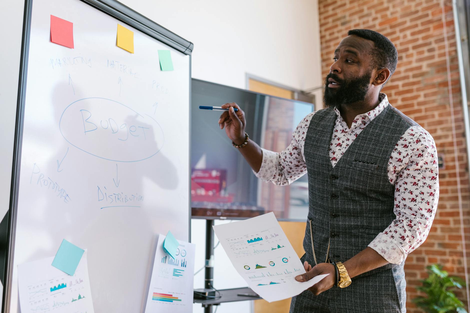 A Bearded Man Making a Presentation