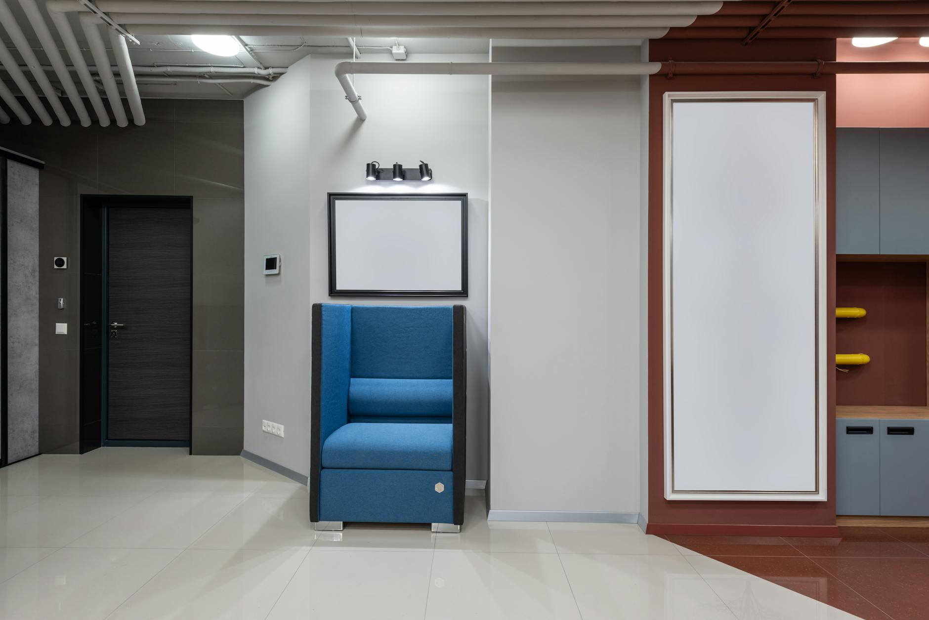 Lobby of modern office with armchair