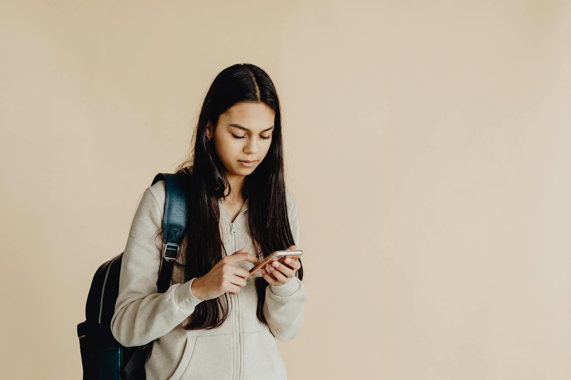 A Student Using a Smartphone