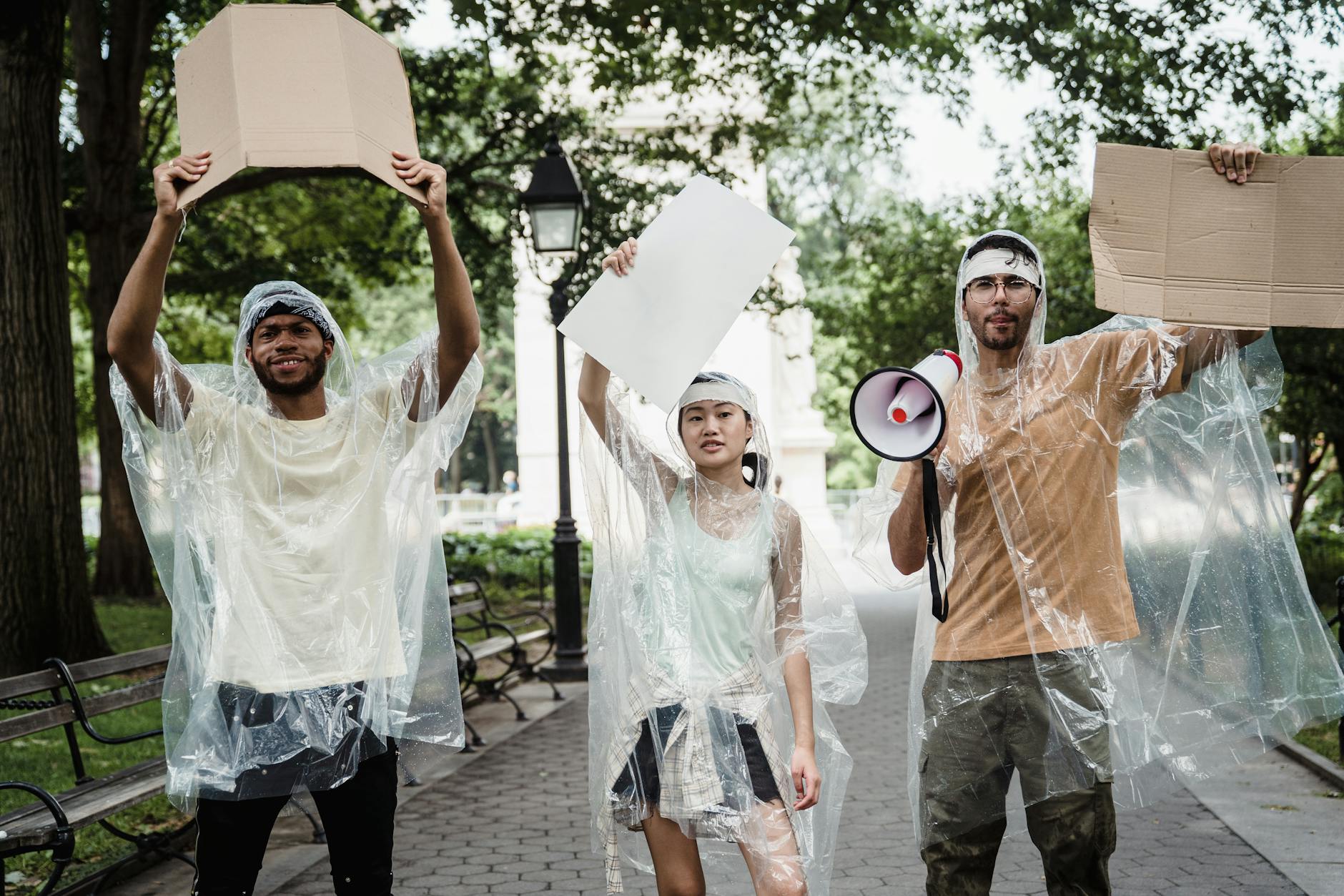 Protesters holding Blank Placards