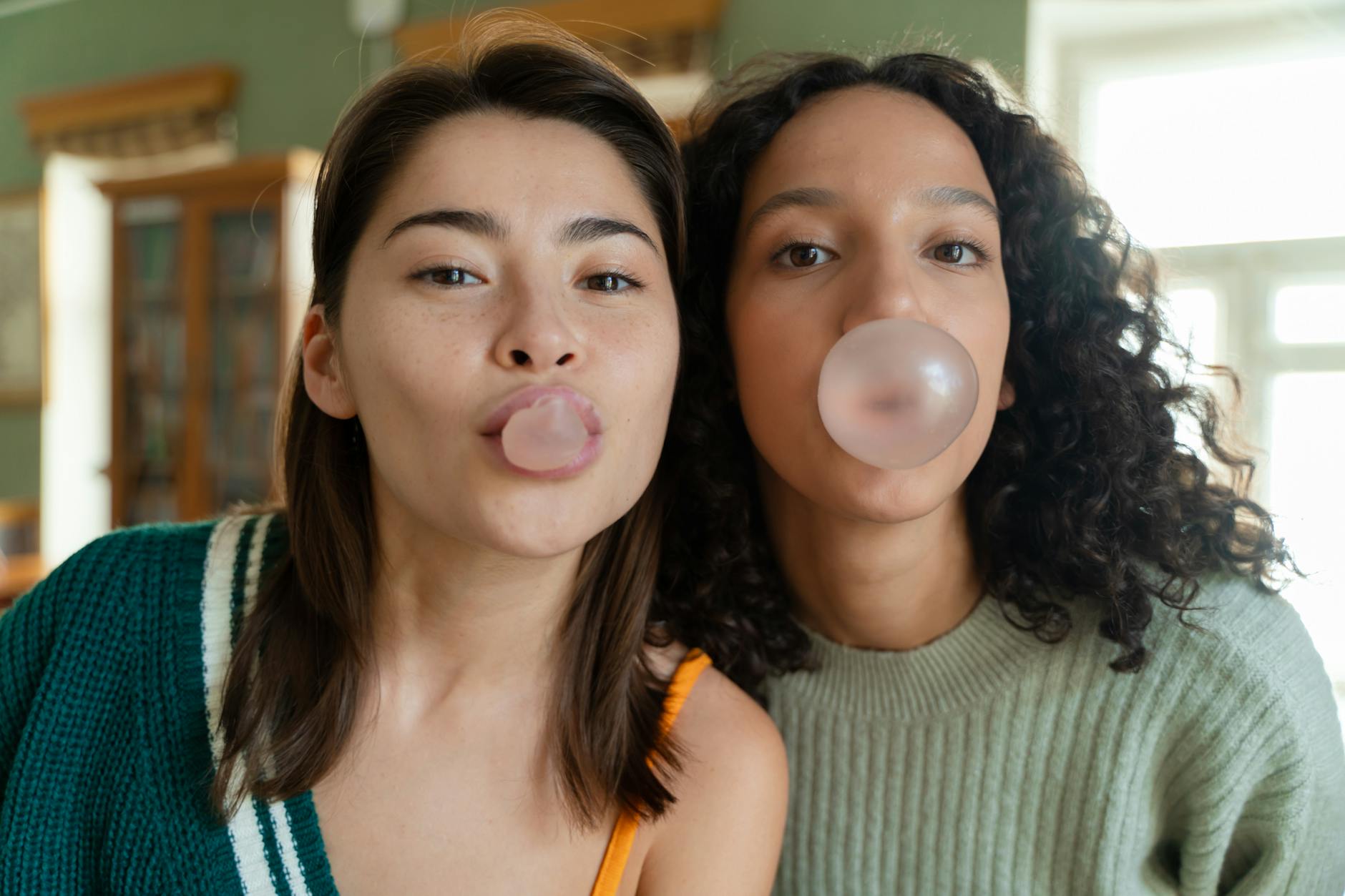 Girls Blowing Bubbles